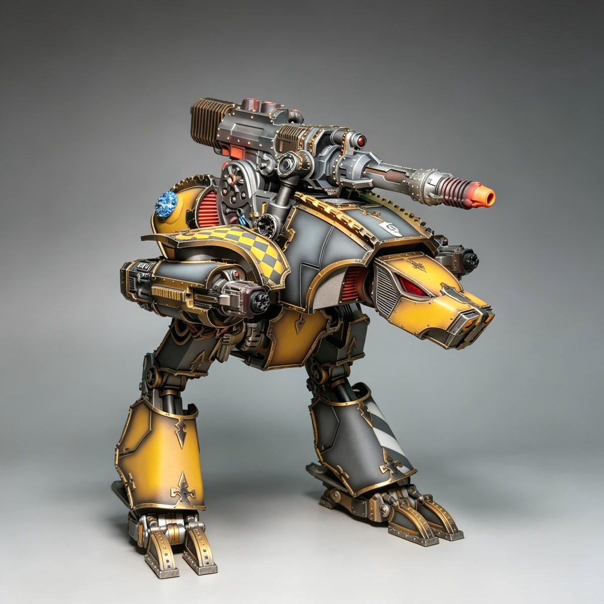 Warhound Scout Titan - (10inches) Custom Hand-Painted Mecha (Yellow & Charcoal Black Heraldry)