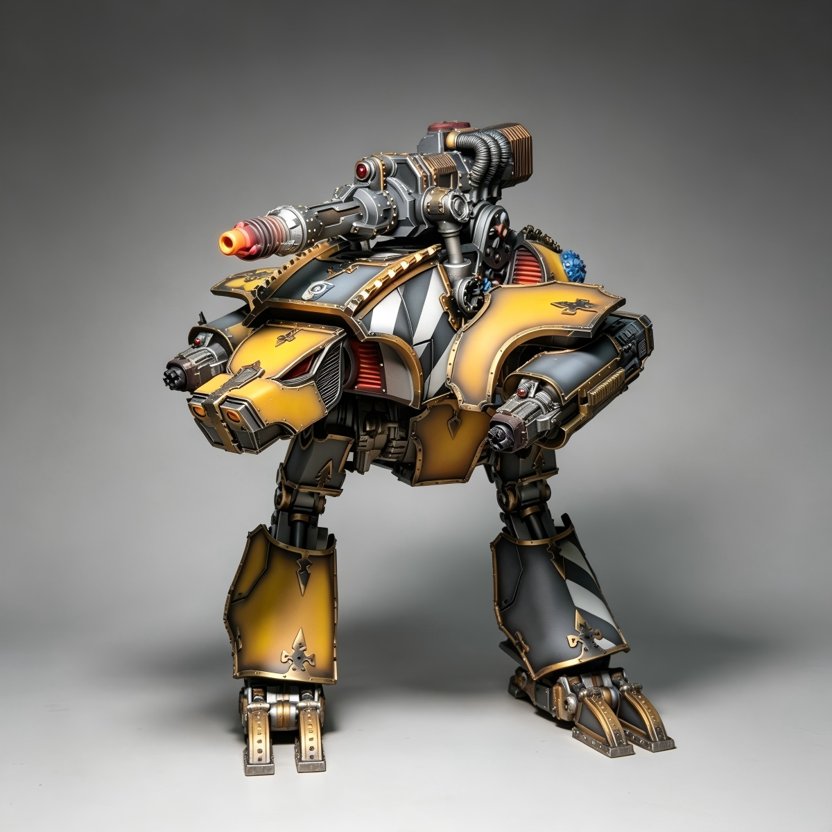 Warhound Scout Titan - (10inches) Custom Hand-Painted Mecha (Yellow & Charcoal Black Heraldry)