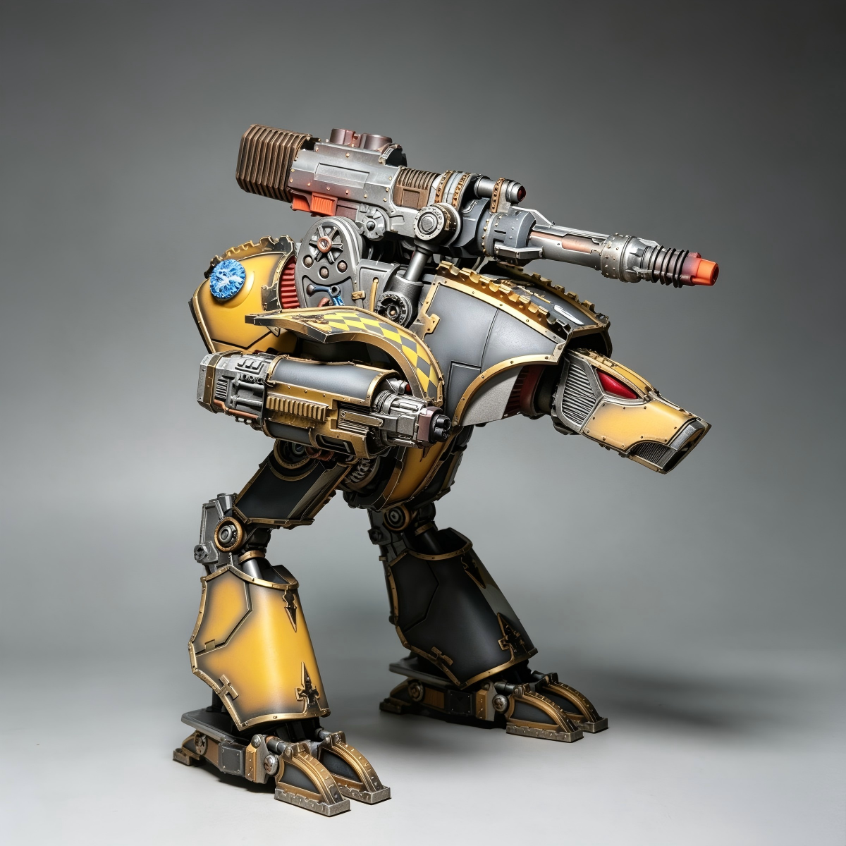 Warhound Scout Titan - (10inches) Custom Hand-Painted Mecha (Yellow & Charcoal Black Heraldry)