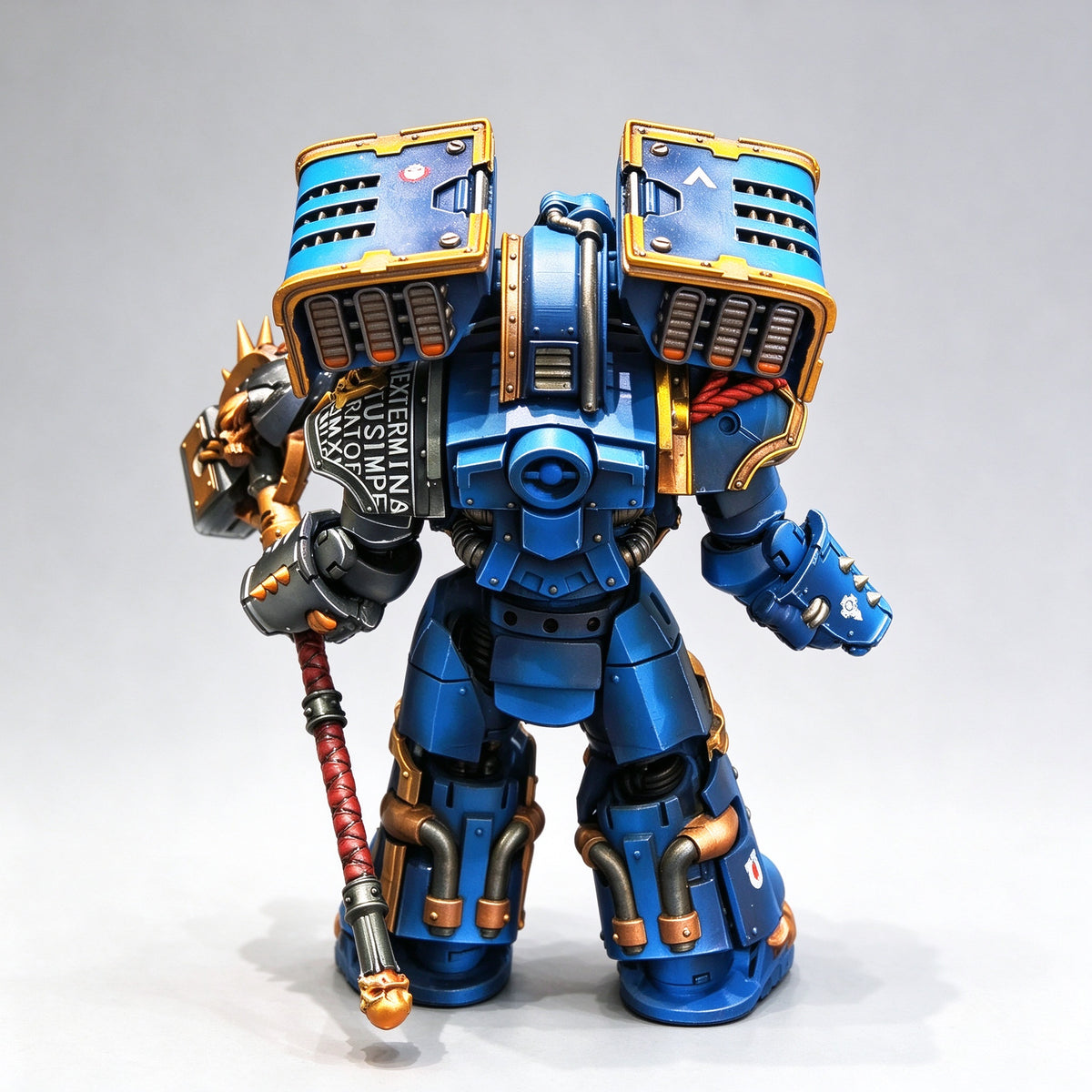 Custom 1/18 Ultramarines Terminator Captain with Cyclone Missile Launcher & Thunder Hammer