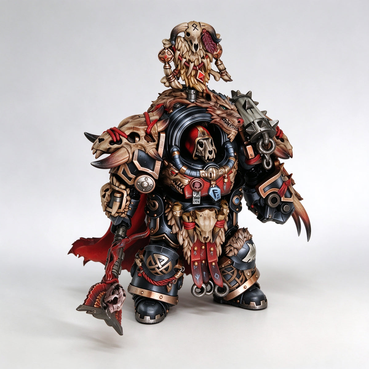 Custom 1/18 Space Wolves Wolf Lord Terminator (Black & Red Relic Armor Edition)
