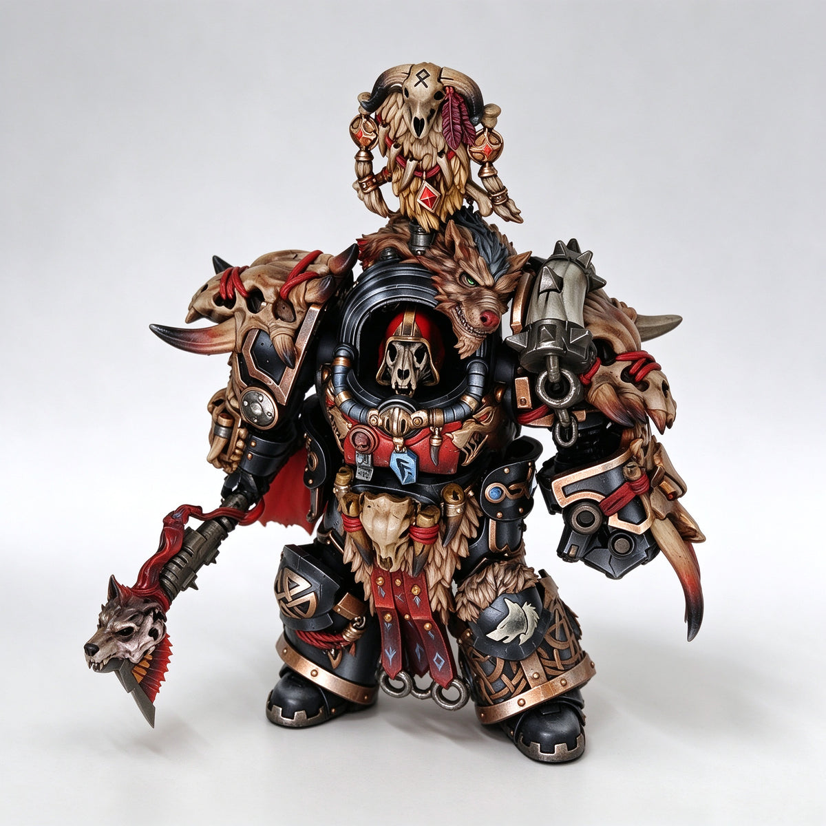 Custom 1/18 Space Wolves Wolf Lord Terminator (Black & Red Relic Armor Edition)