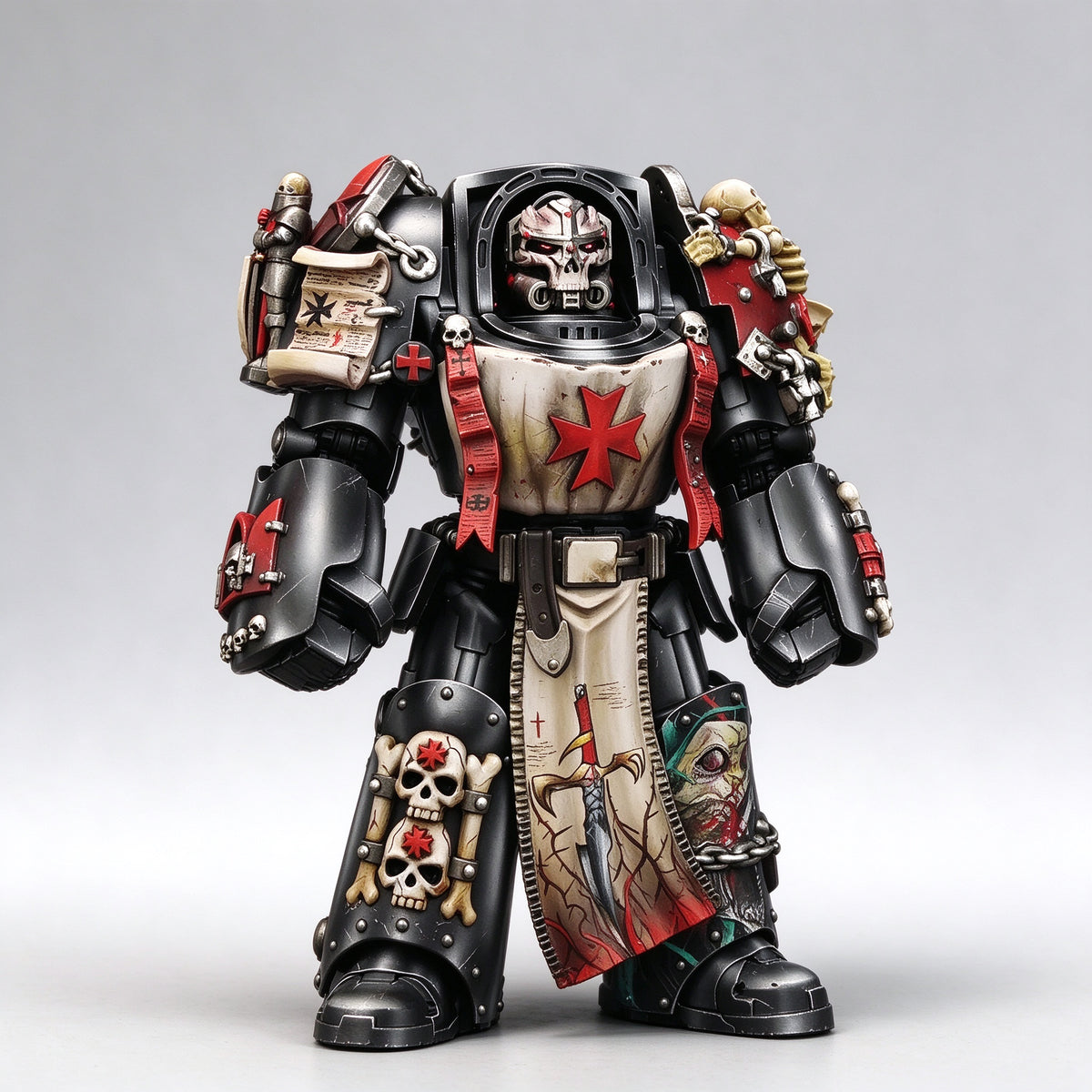 Masterwork Custom 1/18 Black Templars Skull-Visor Dual Power Fist Relic Terminator Fine-Art Figure