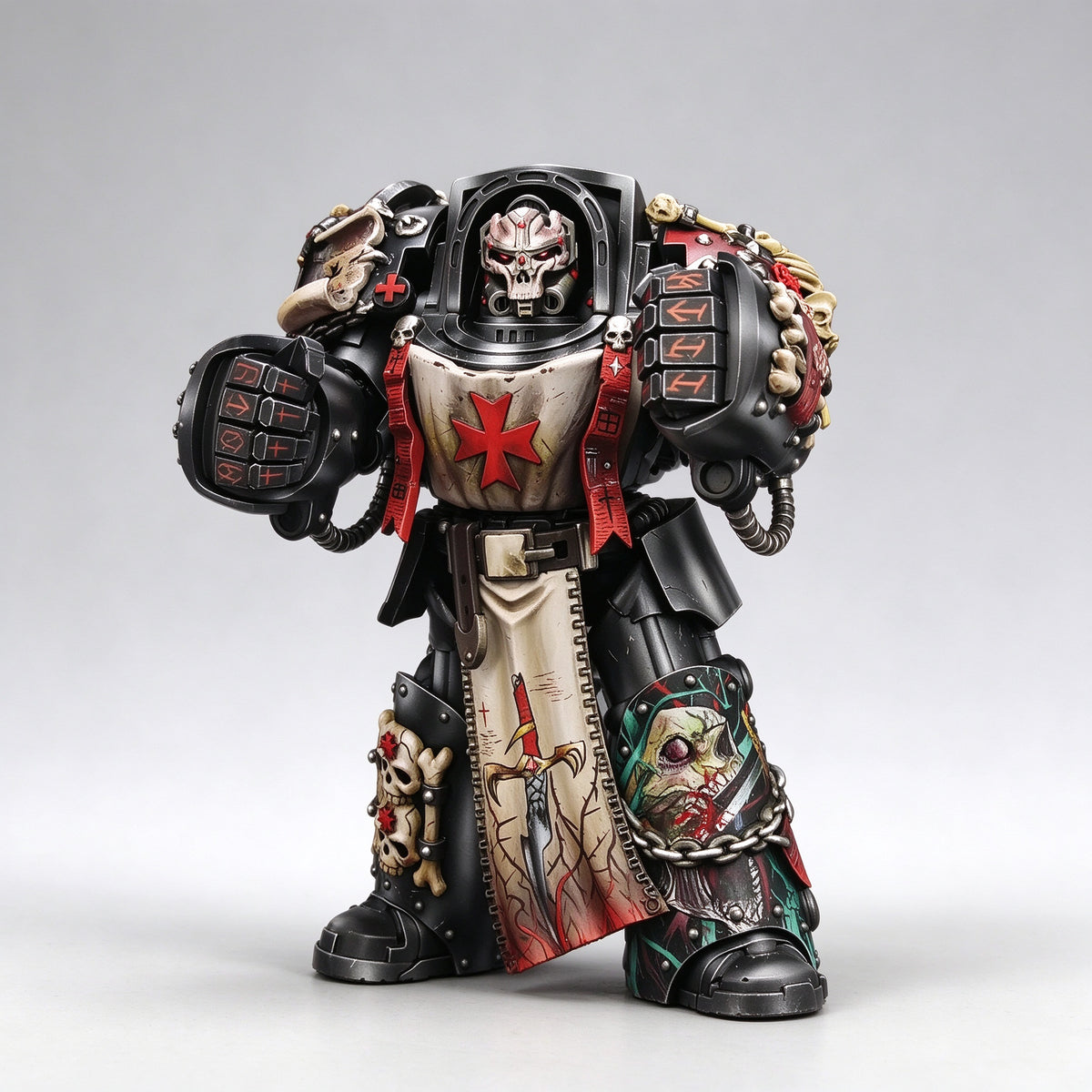 Masterwork Custom 1/18 Black Templars Skull-Visor Dual Power Fist Relic Terminator Fine-Art Figure