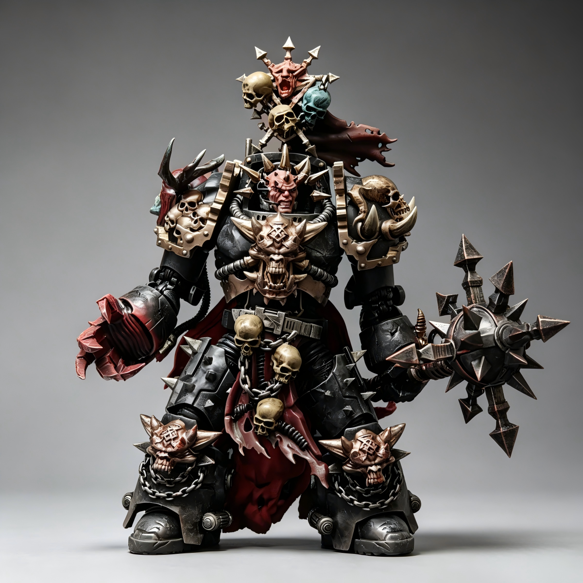 Black Legion Terminator Commander - 1/18 Custom (Spiked Power Mace & Crimson Daemon Claw)