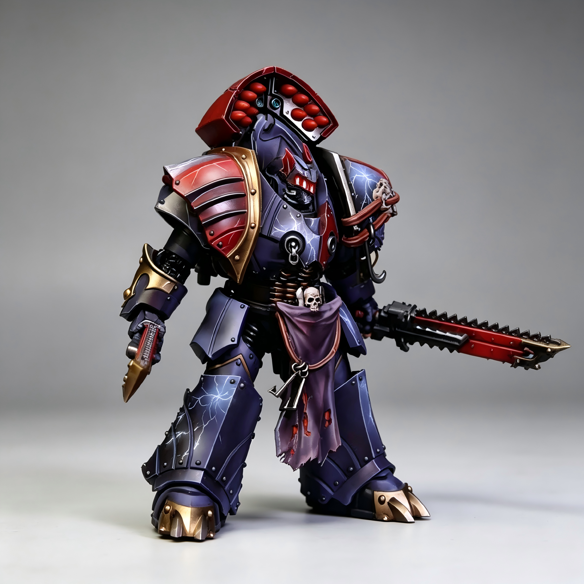 Night Lords Contemptor Dreadnought - 1/18 Custom (Dual Chainfists & Lightning Armor)