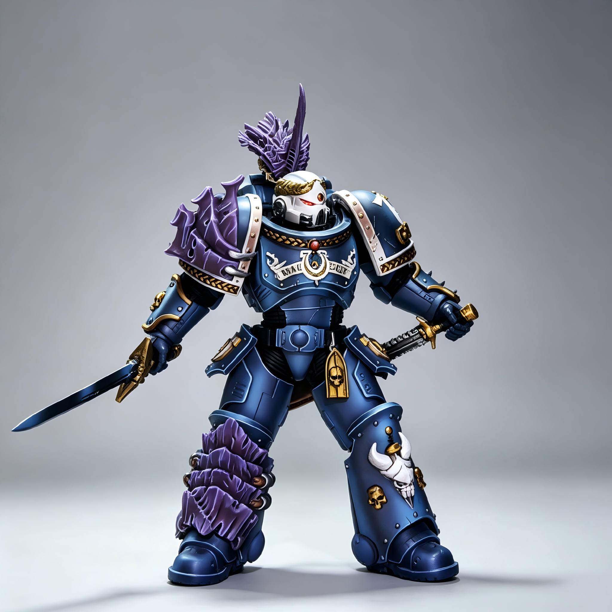 Ultramarines Tyranic War Veteran - 1/18 Custom (Tyranid Carapace Armor & Purple Power Blade)