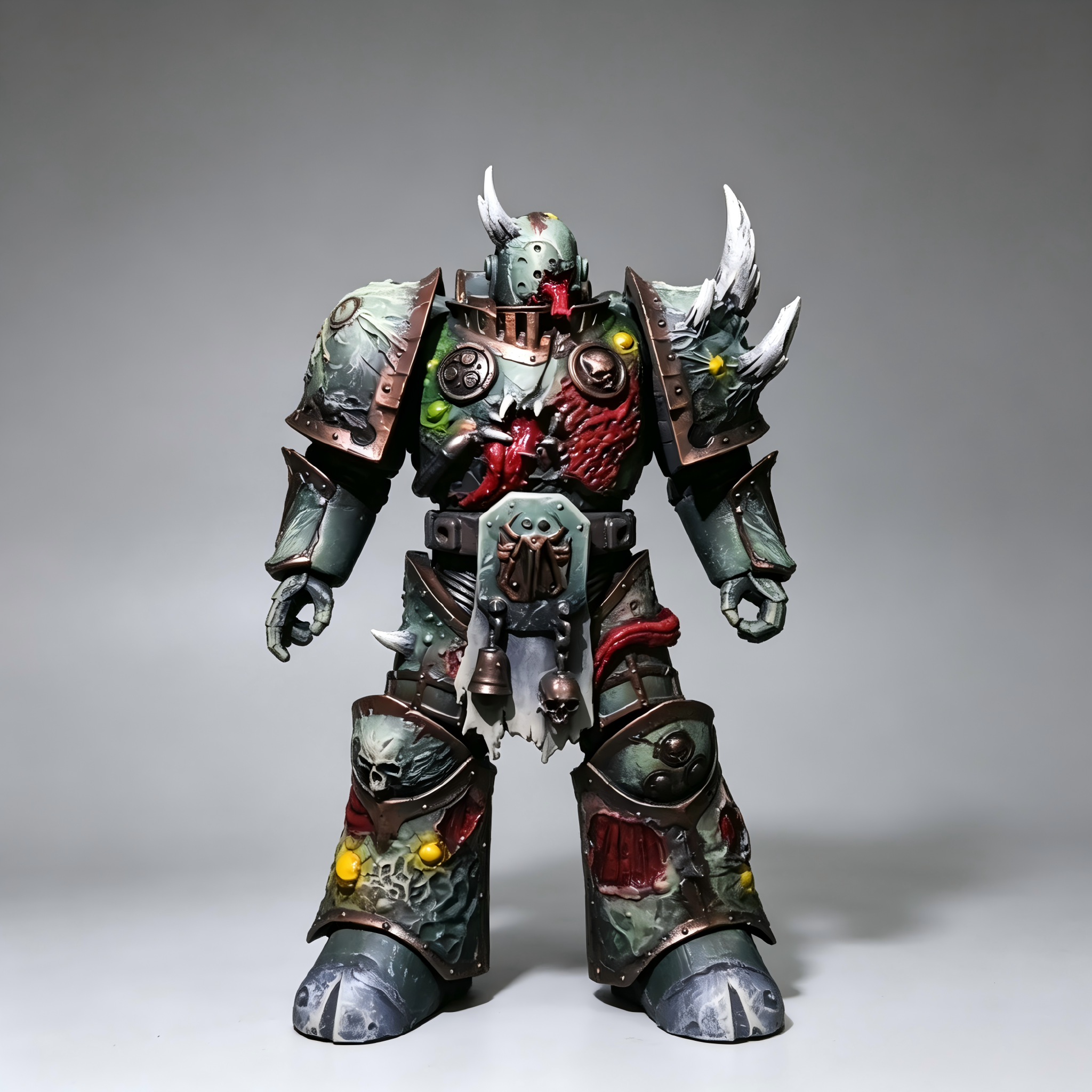 Death Guard Swine Plague Marine Breacher - 1/18 Custom (Porcine Mutation & Nurgle Shield)