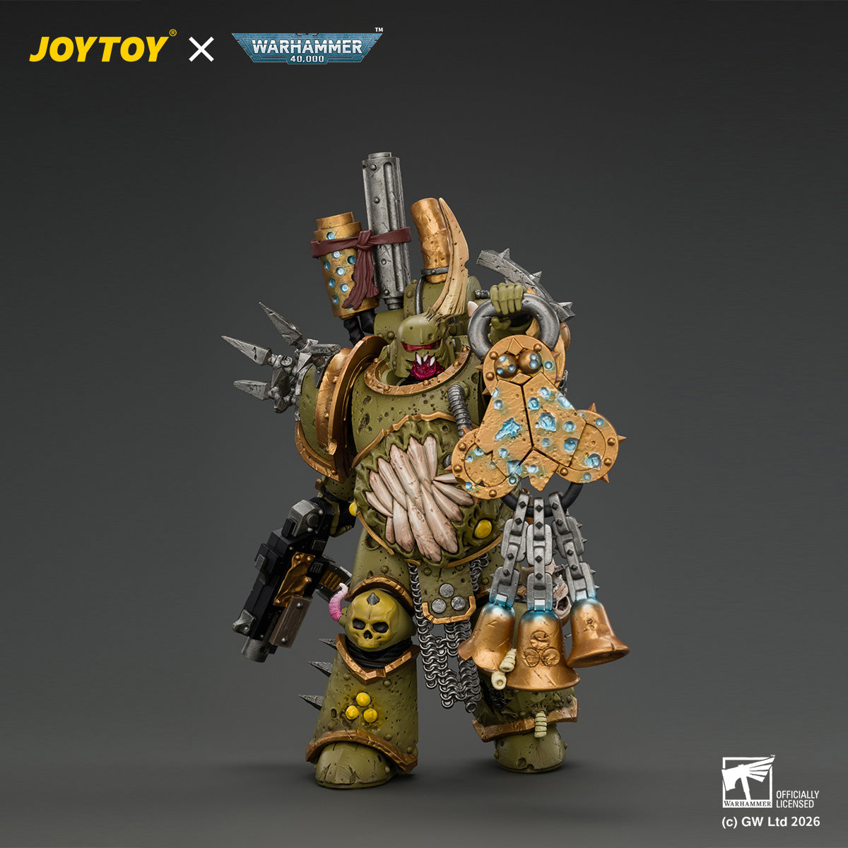 JOYTOY Warhammer 40,000 - Death Guard Plague Marine 1 with Boltgun and Icon of Despair