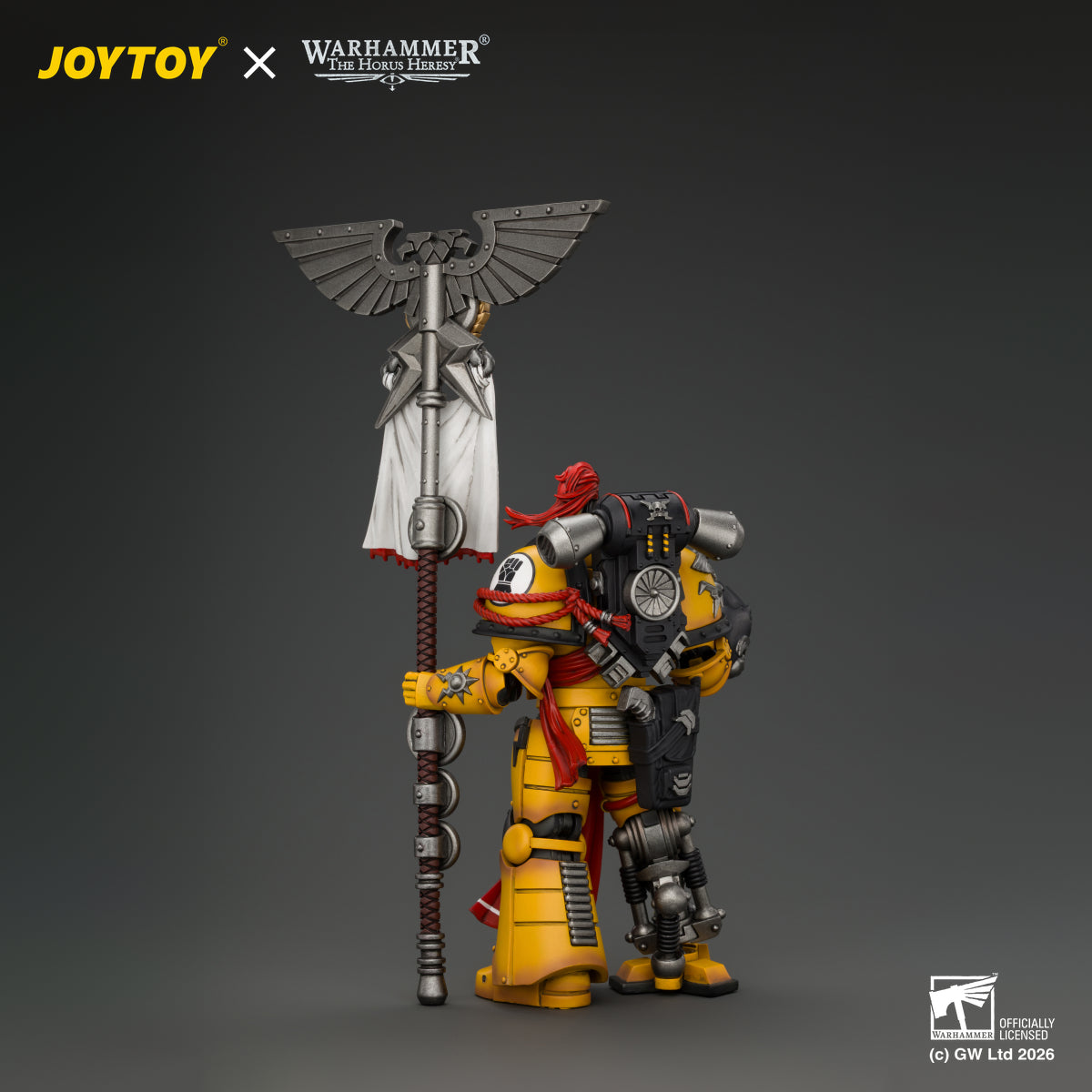 JOYTOY Warhammer The Horus Heresy Action Figure - Imperial Fists Herald Consul with Standard and Bolt Pistol