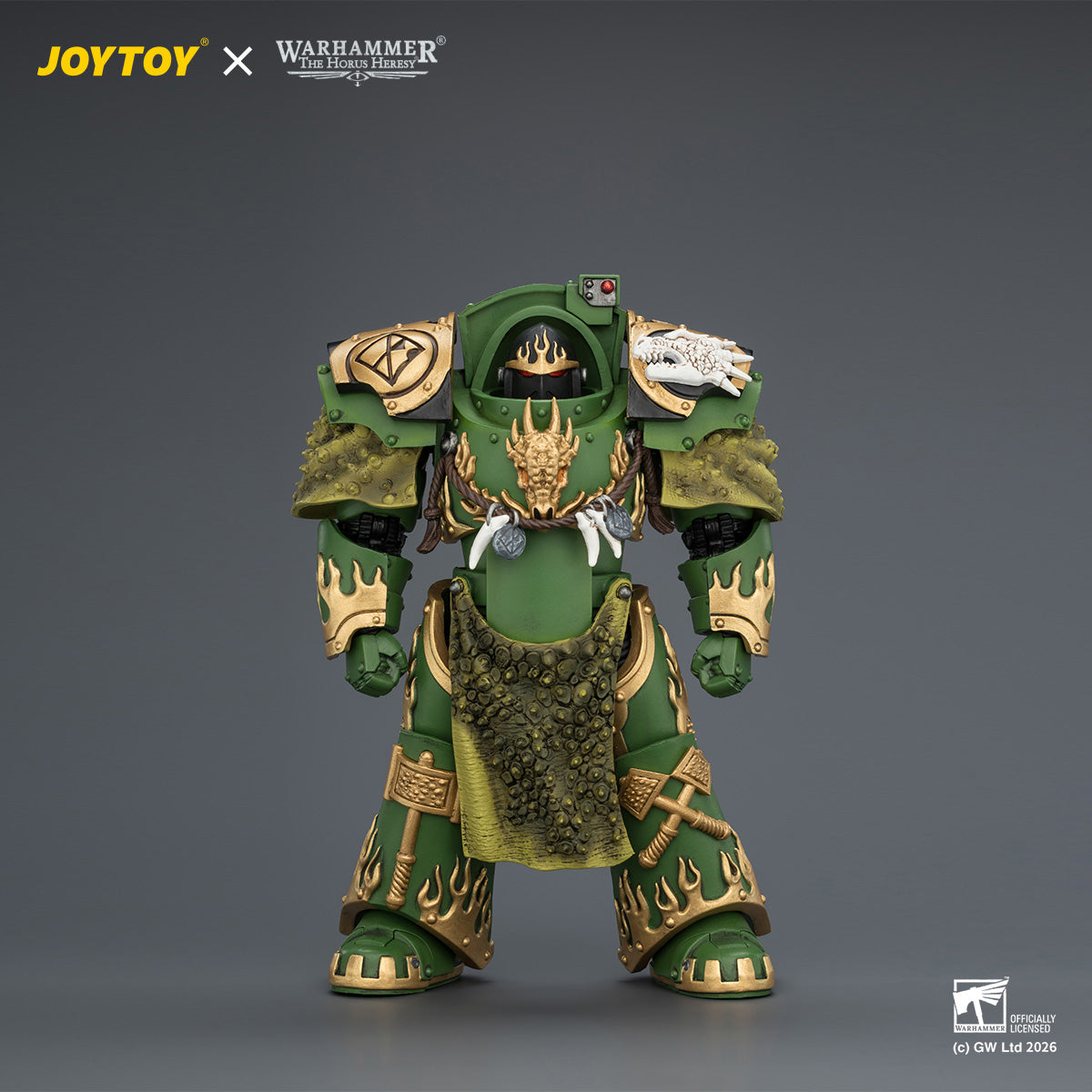 JOYTOY Warhammer The Horus Heresy -Salamanders Firedrake Terminator 1 with Thunder Hammer and Dragonscale Storm Shield