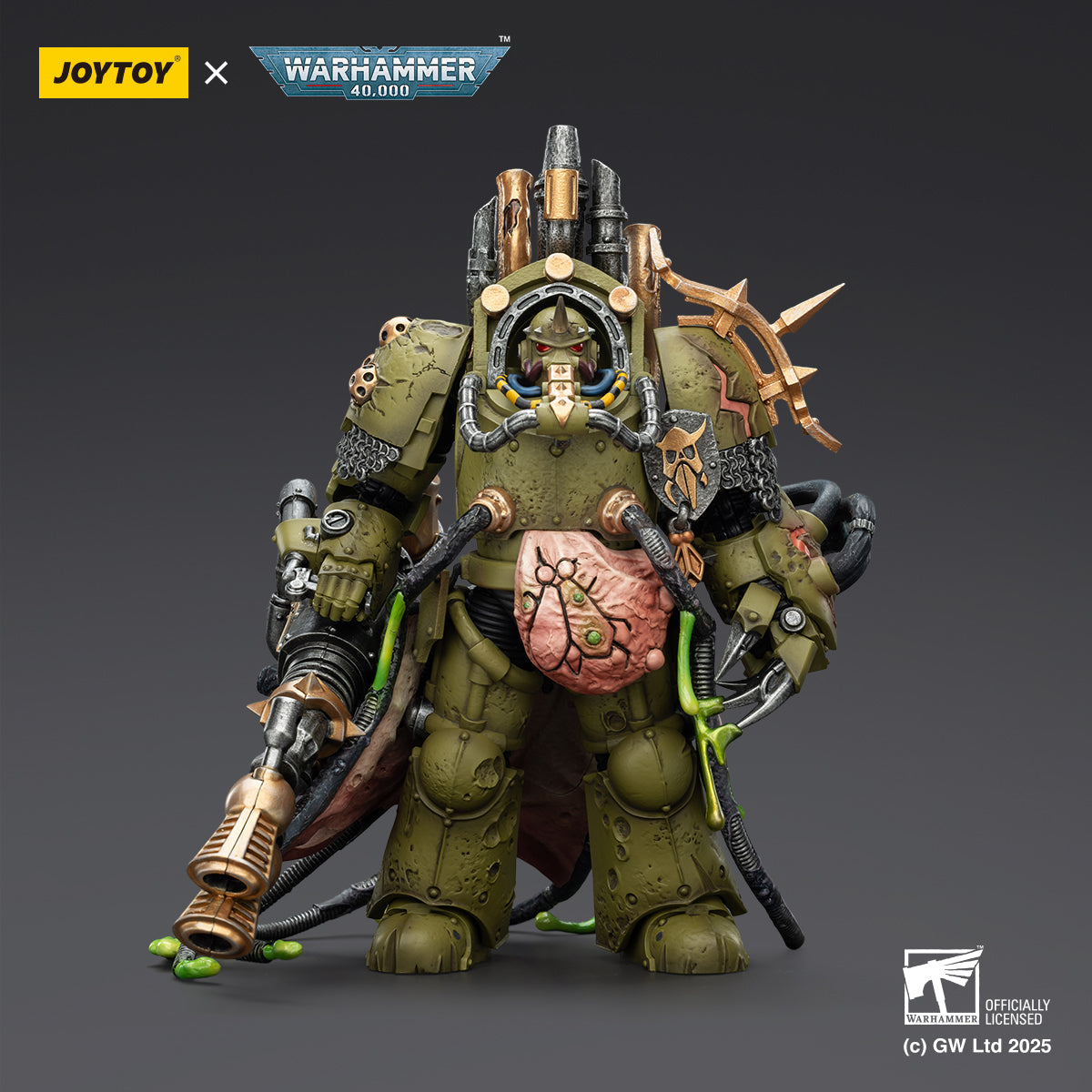 JOYTOY Warhammer 40,000 - Death Guard Lord of Virulence with Power Fist and Twin Plague Spewer