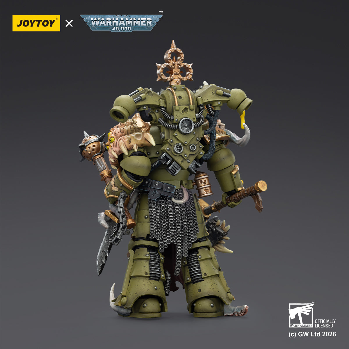 JOYTOY Warhammer 40,000 - Death Guard Plague Marine with Bubotic axe and Plague Knife