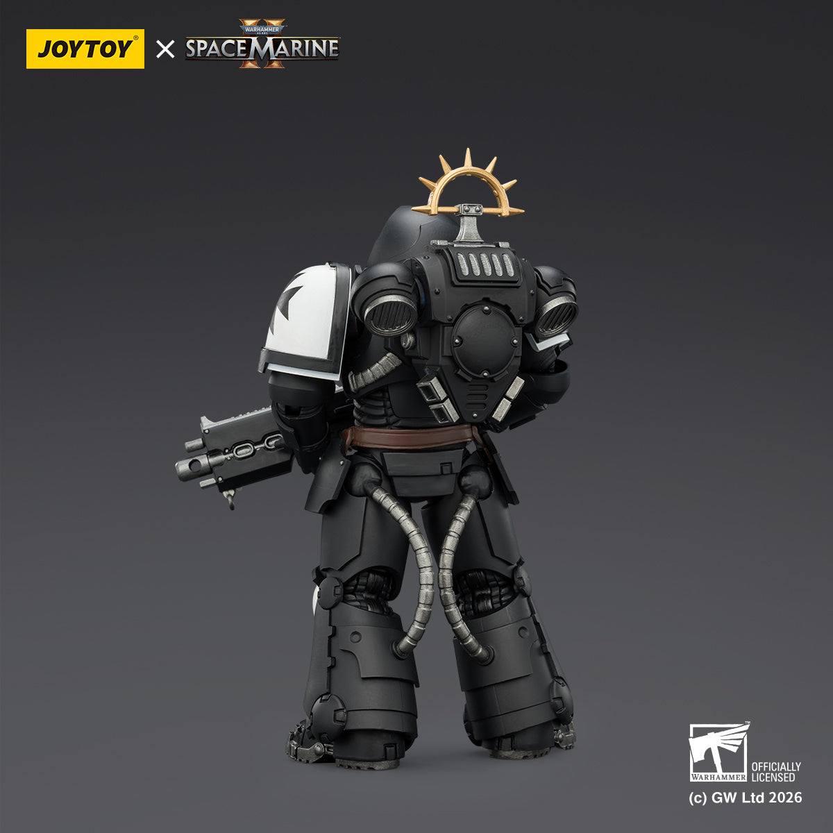JoyToy Warhammer 40,000: Space Marine 2- Game Edition Black Templars Heavy Intercessor with Heavy Bolt Rifle and Bolt Pistol