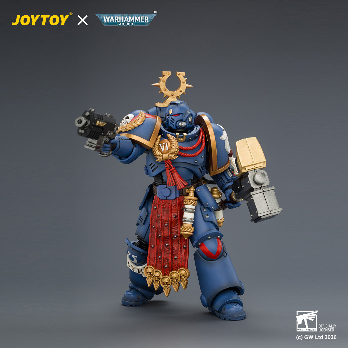 JOYTOY Warhammer 40,000 - Ultramarines Ferren Areios with Thunder Hammer and Bolt Pistol