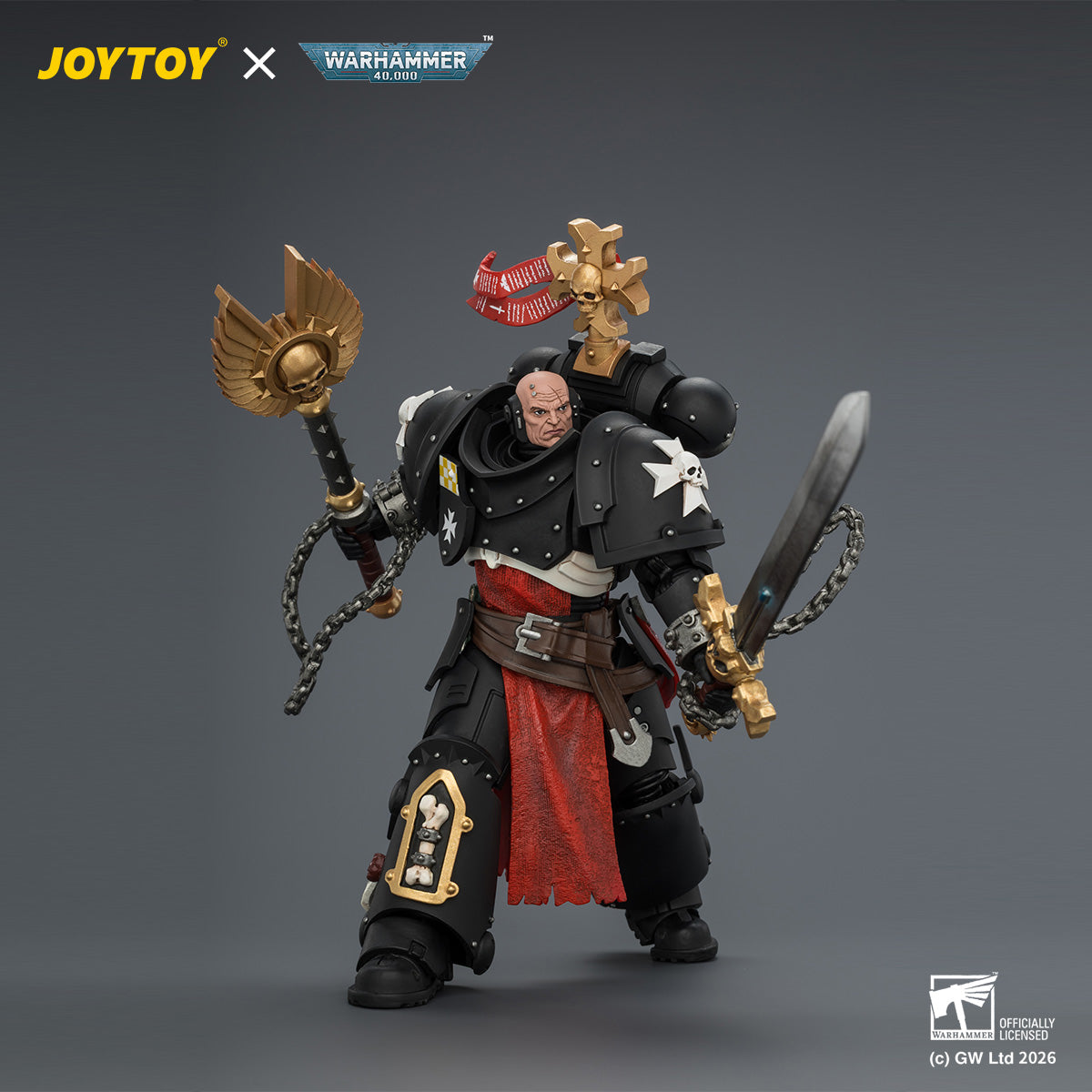 JOYTOY Warhammer 40,000 - Black Templars Execrator 1 with Crozius Arcanum and Master-Crafted Power Weapon