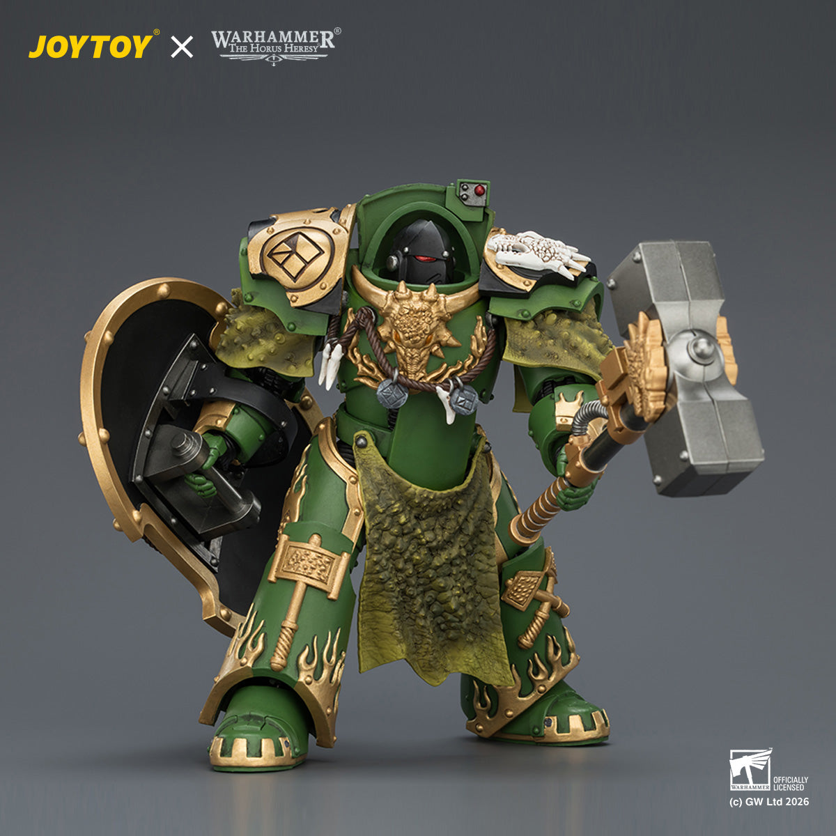 JOYTOY Warhammer The Horus Heresy -Salamanders Firedrake Terminator 2 with Thunder Hammer and Dragonscale Storm Shield