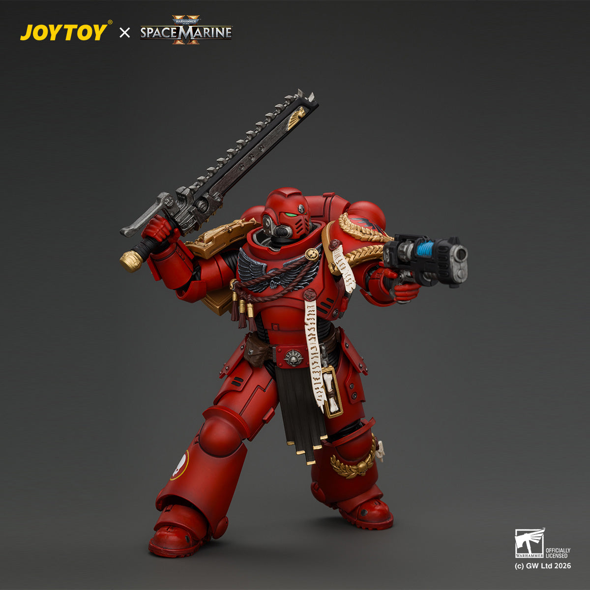 JOYTOY Warhammer 40,000 - Game Edition Blood Angels Veteran with Bolt Rifle, Chainsword and Bolt Pistol and Plasma Pistol