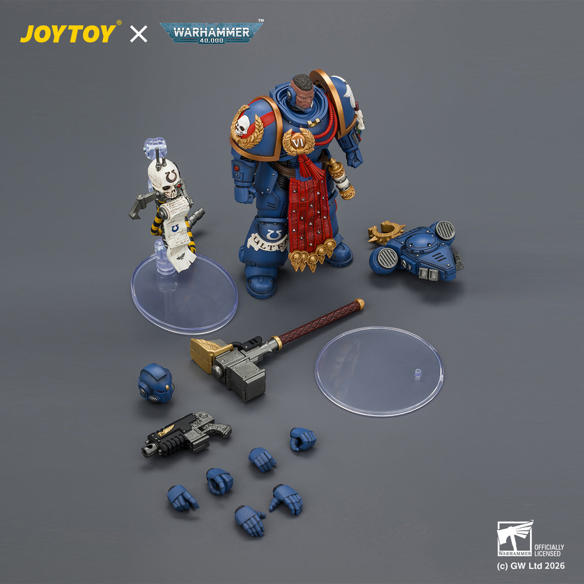 JOYTOY Warhammer 40,000 - Ultramarines Ferren Areios with Thunder Hammer and Bolt Pistol