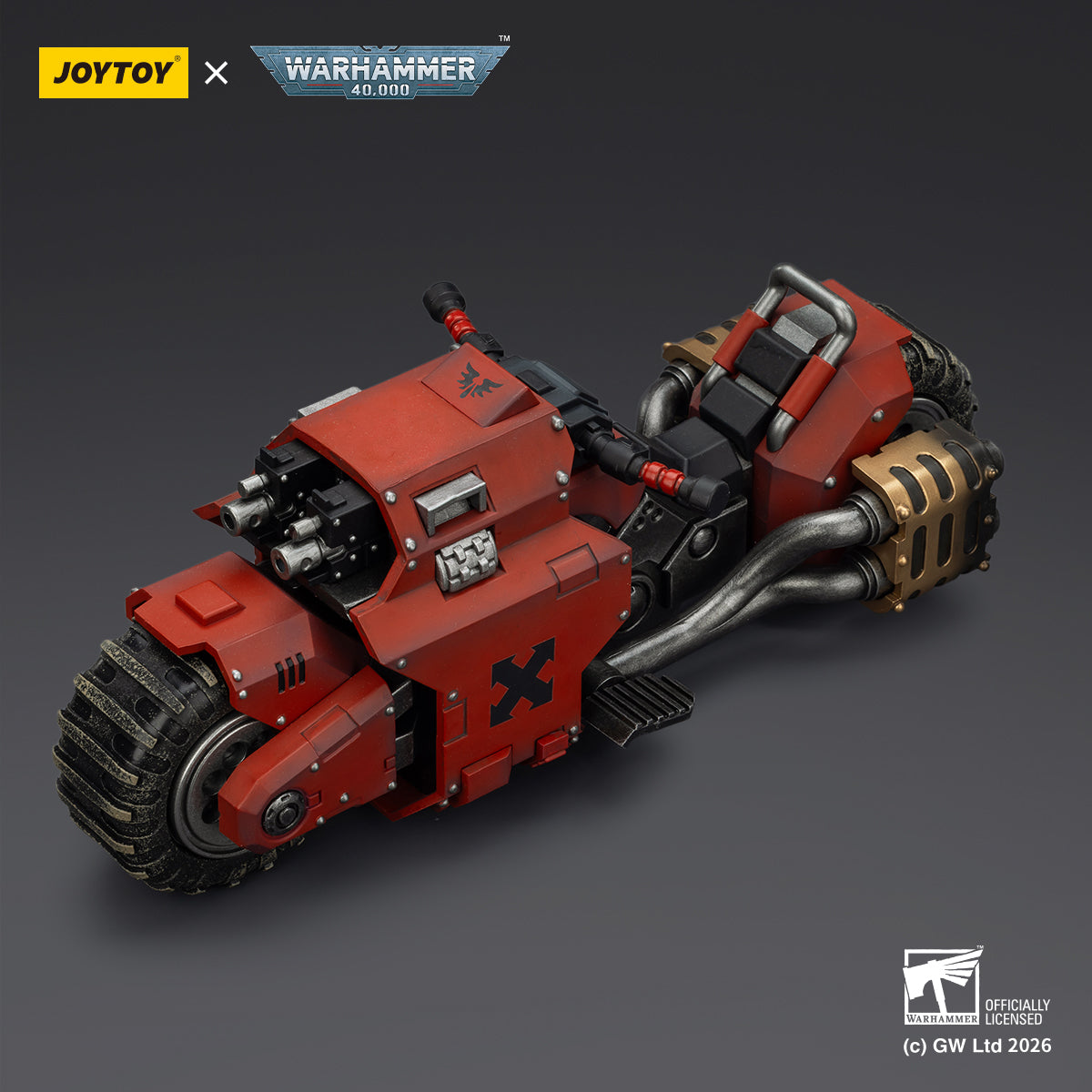 JOYTOY Warhammer 40,000 - Blood Angels Raider-pattern Combat Bike with twin-linked bolt rifles