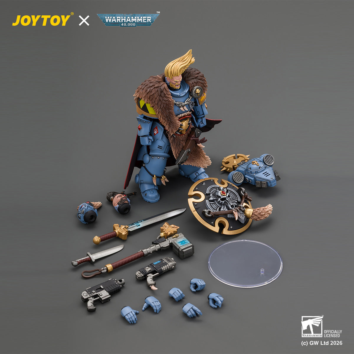 JOYTOY Warhammer 40,000 - Space Wolves Wolf Guard Battle Leader with Master-crafted Power Weapon, Storm Shield, Thunder Hammer,Master-crafted Heavy Bolt Pistol, and Plasma Pistol