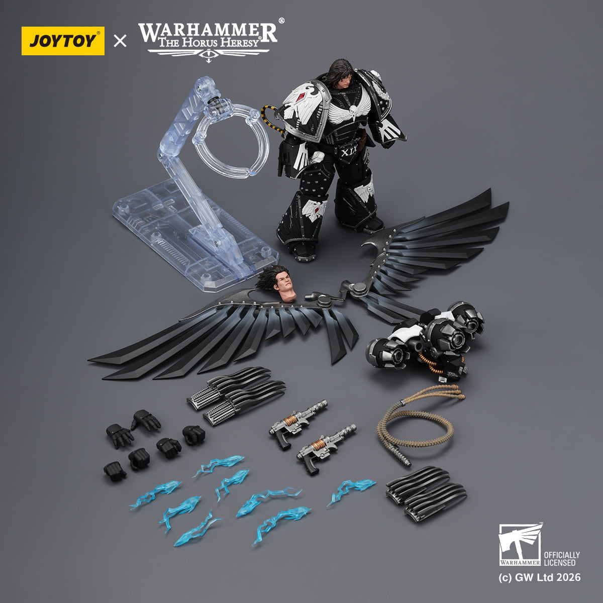 1/18 scale Corvus Corax by ThroneTerra - Dynamic flight pose showcasing full Primarch wargear.