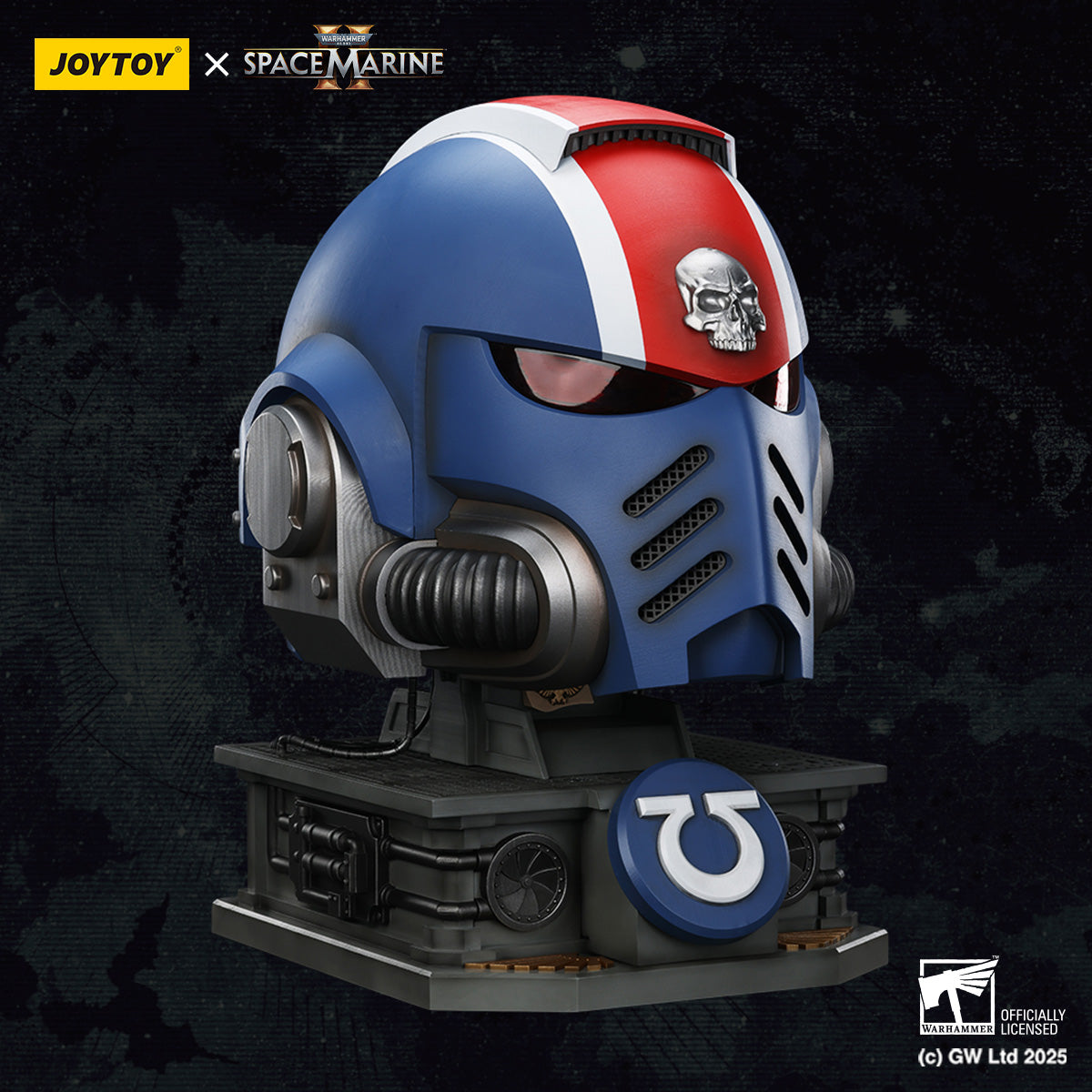 JoyToy Warhammer 40,000: Space Marine 2 Ultramarines Lieutenant Titus' MkX Helmet & Display Stand
