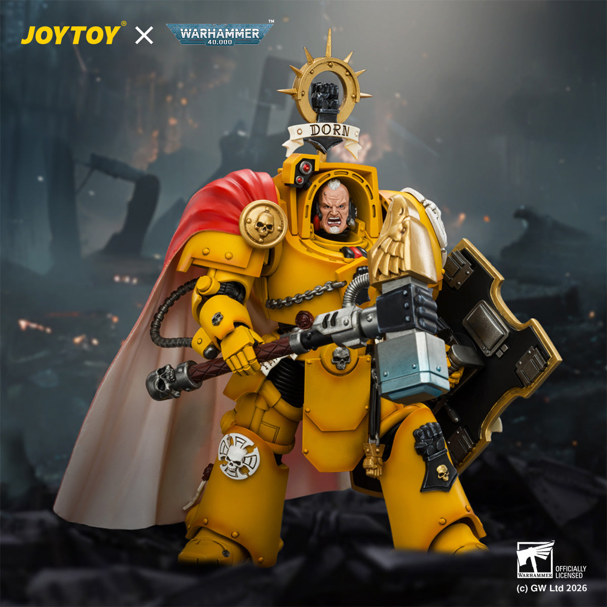 JOYTOY Warhammer 40,000 - Imperial Fists Darnath Lysander with Thunder Hammer and Storm Shield