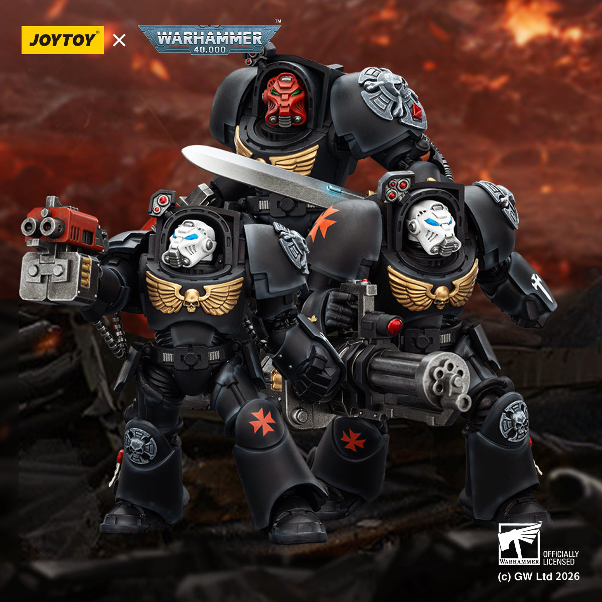 JOYTOY Warhammer 40,000 - Black Templars Terminator Squad (3-Man Unit)