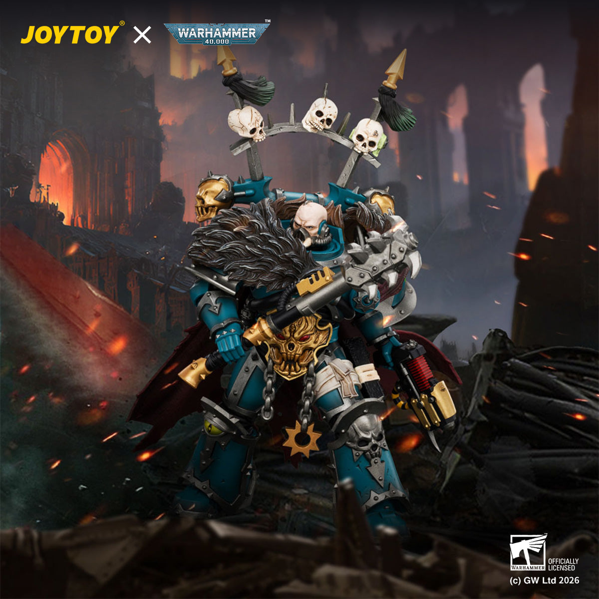 JOYTOY Warhammer 40,000 - Alpha Legion Chaos Lord with Plasma Pistol and Accursed Weapon