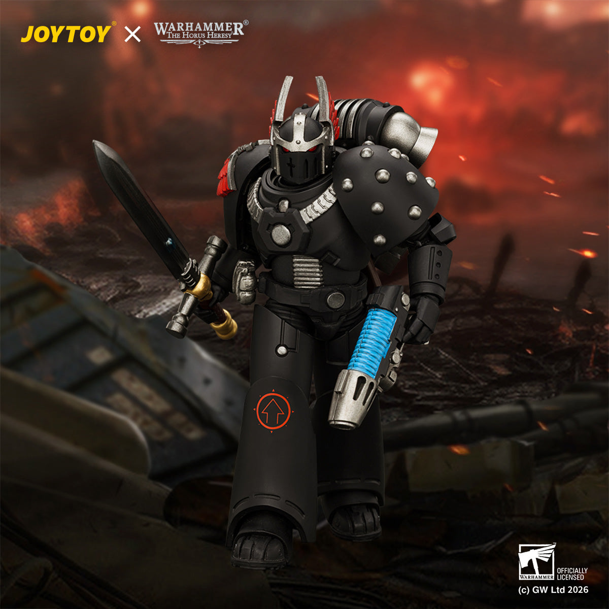 JOYTOY Warhammer The Horus Heresy Action Figure - Dark Angels MKVI Tactical Sergeant with Power Sword and Plasma Pistol