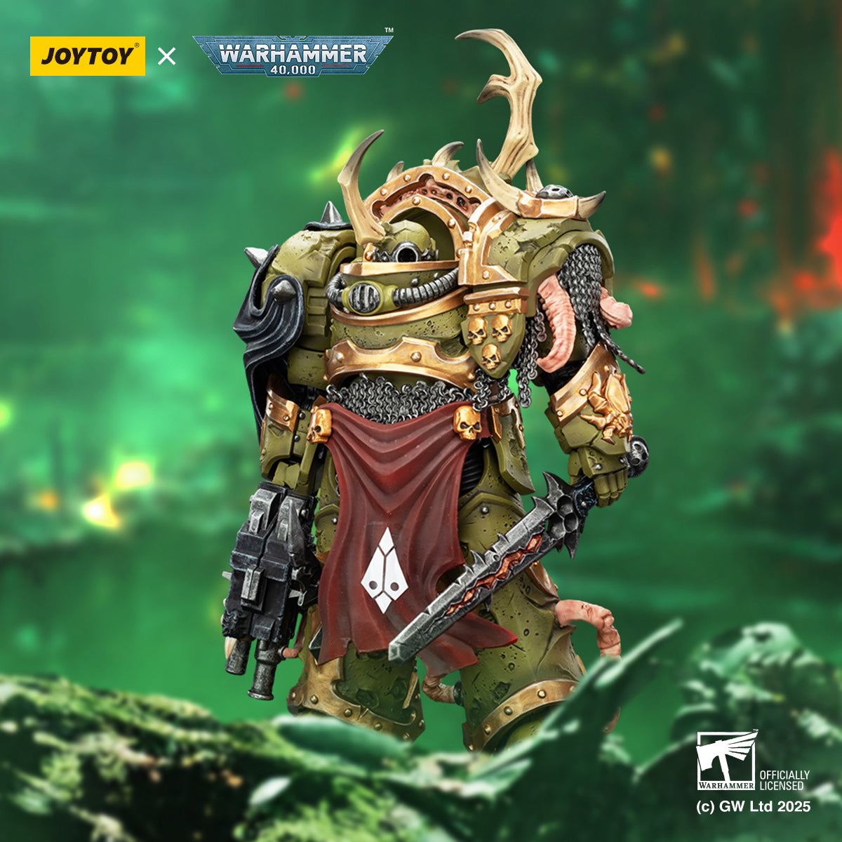 JOYTOY Warhammer 40,000 - Death Guard Blightlord Terminators & Plague Marine Icon Bearer Set
