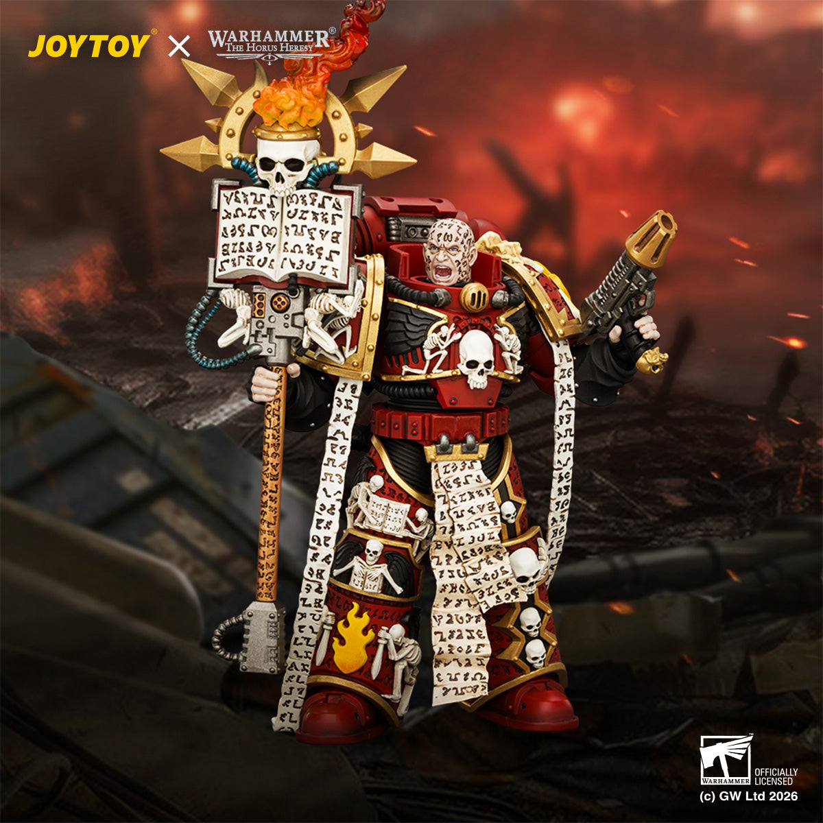 JOYTOY Warhammer The Horus Heresy Action Figure - Word Bearers Erebus, the Dark Apostle with Crux Malifica and Plasma Pistol