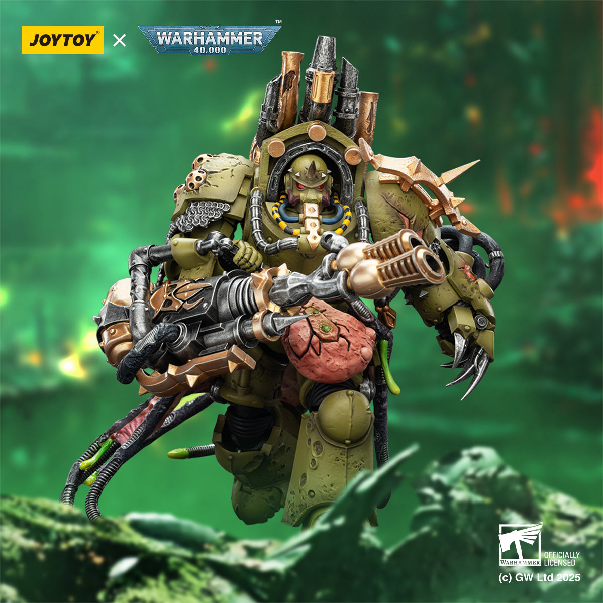 JOYTOY Warhammer 40,000 - Death Guard Lord of Virulence with Power Fist and Twin Plague Spewer