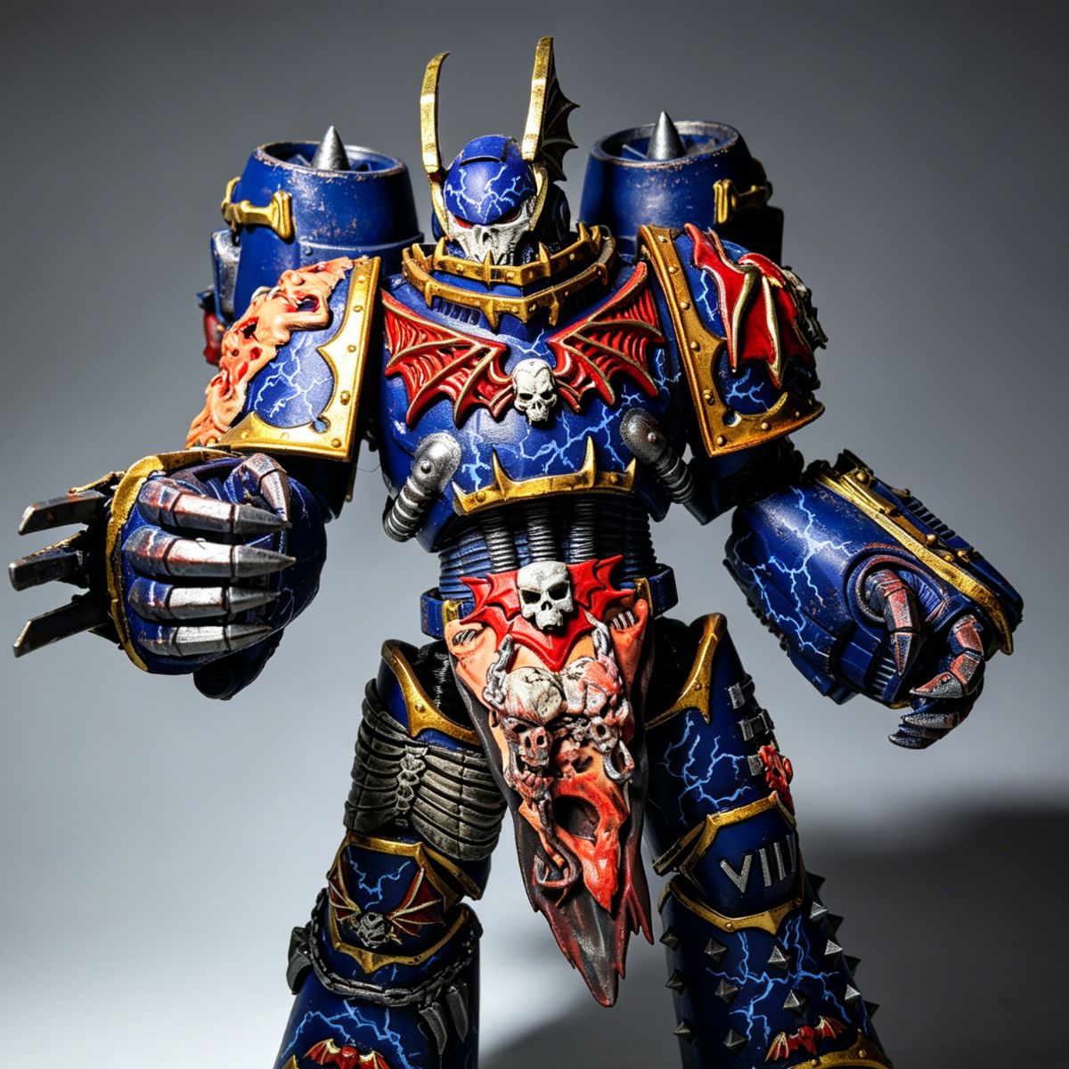 Night Lords Custom Repaint by ThroneTerra - Back view and scale comparison.
