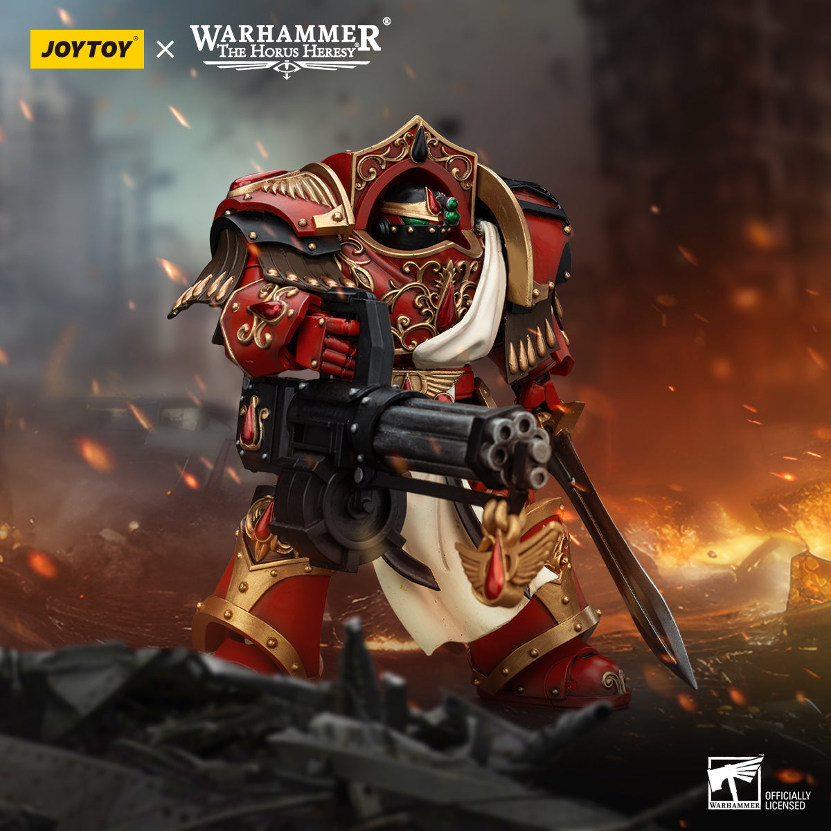 JOYTOY Warhammer The Horus Heresy - Blood Angels Crimson Paladins Squad Crimson Paladin with Iliastus Assault Cannon