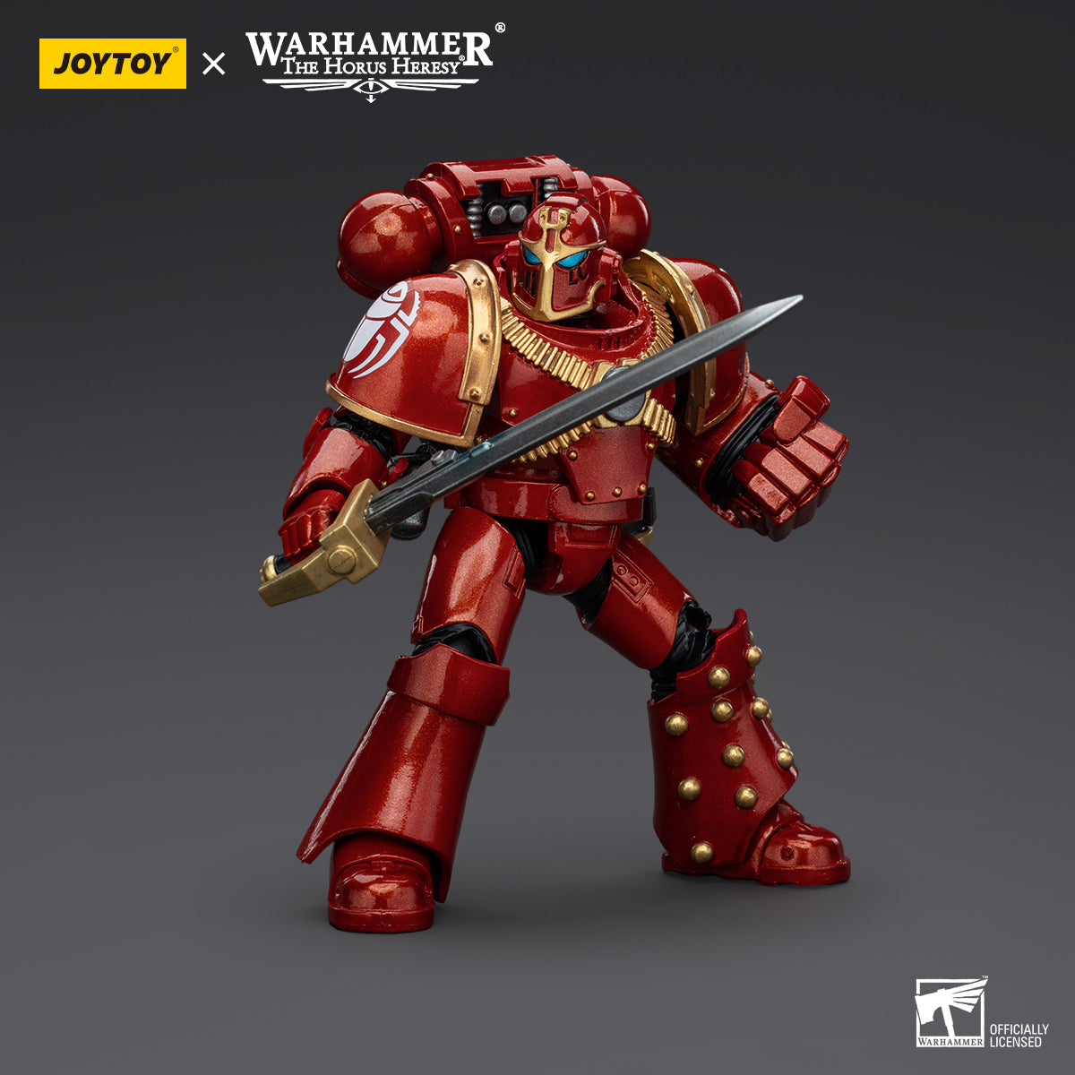 Thousand Sons Sergeant with Power Fist in combat stance, with his fist raised and ready to strike, exuding the lethal force of a warrior of the Thousand Sons.