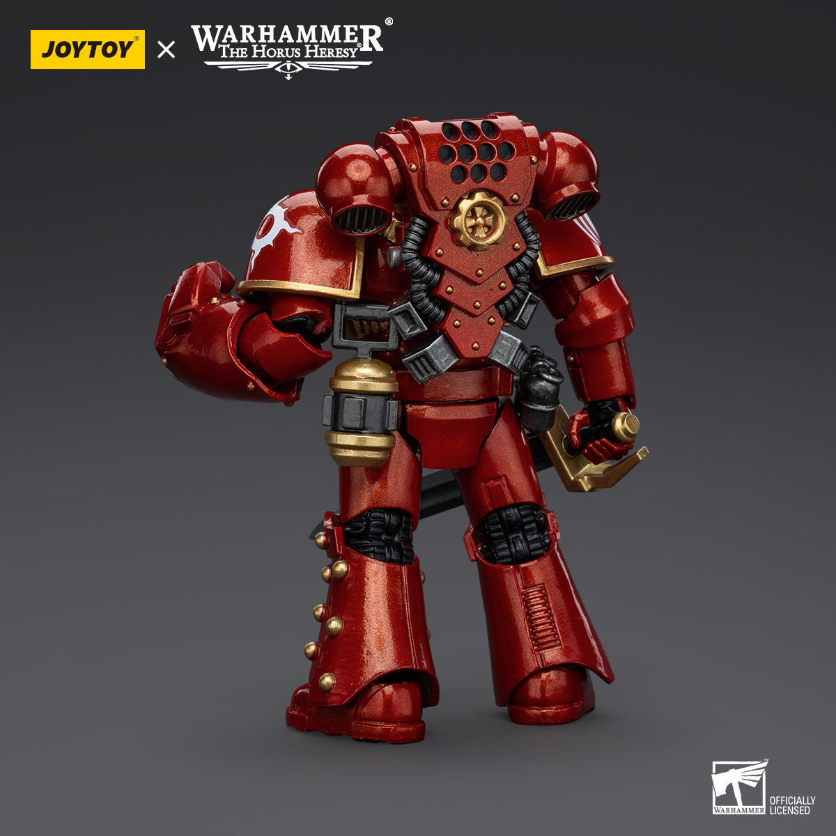 Back view of the Thousand Sons Sergeant, highlighting the intricate design of his armor and backpack, with the Power Fist poised for action.
