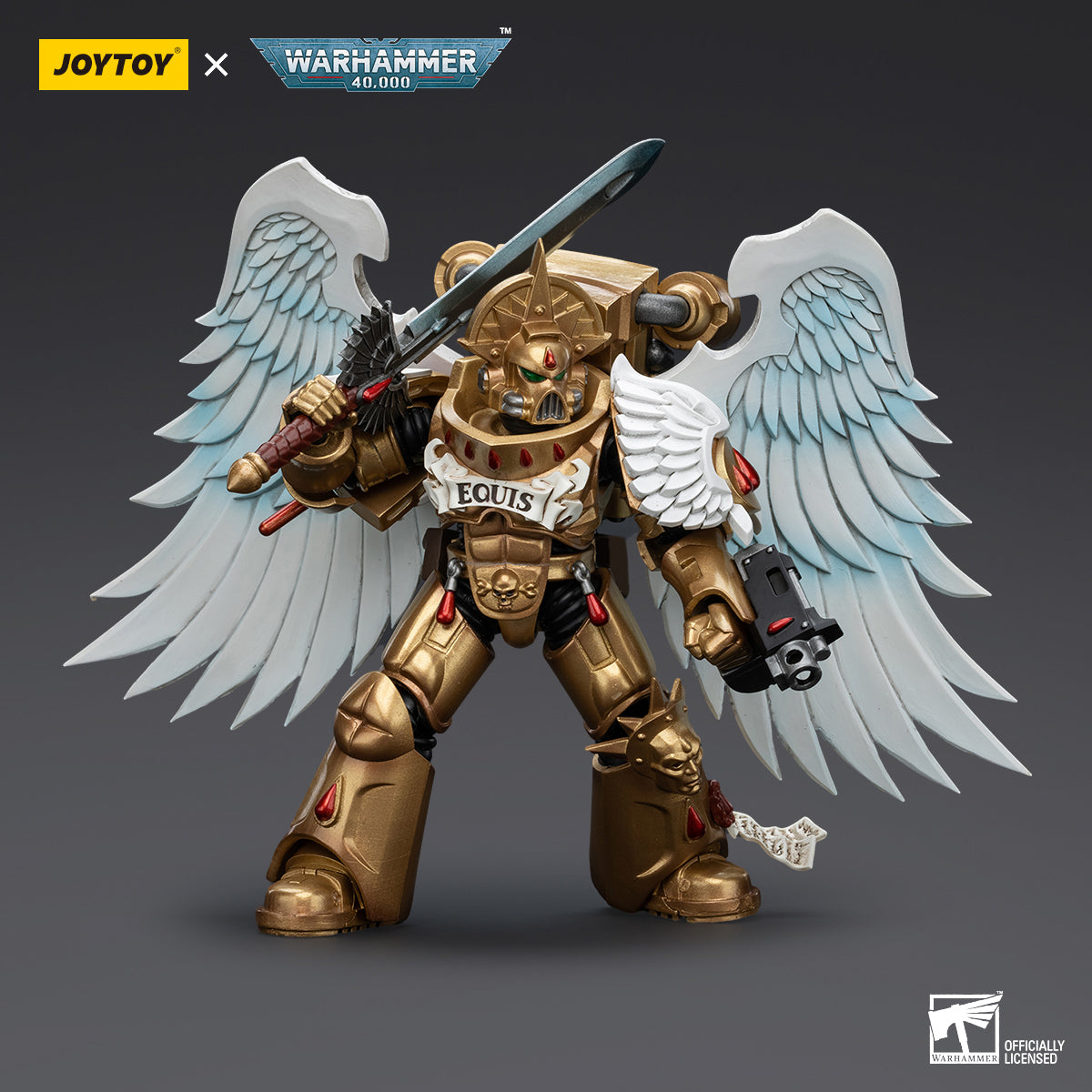 Blood Angels Sanguinary Guard with Encarmine Sword in combat pose
