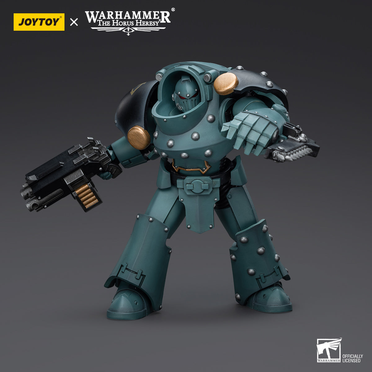 Sons of Horus Tartaros Terminator with Combi-Bolter and Chainfist in combat stance, ready for action with combi-bolter raised and chainfist at the ready for close combat.