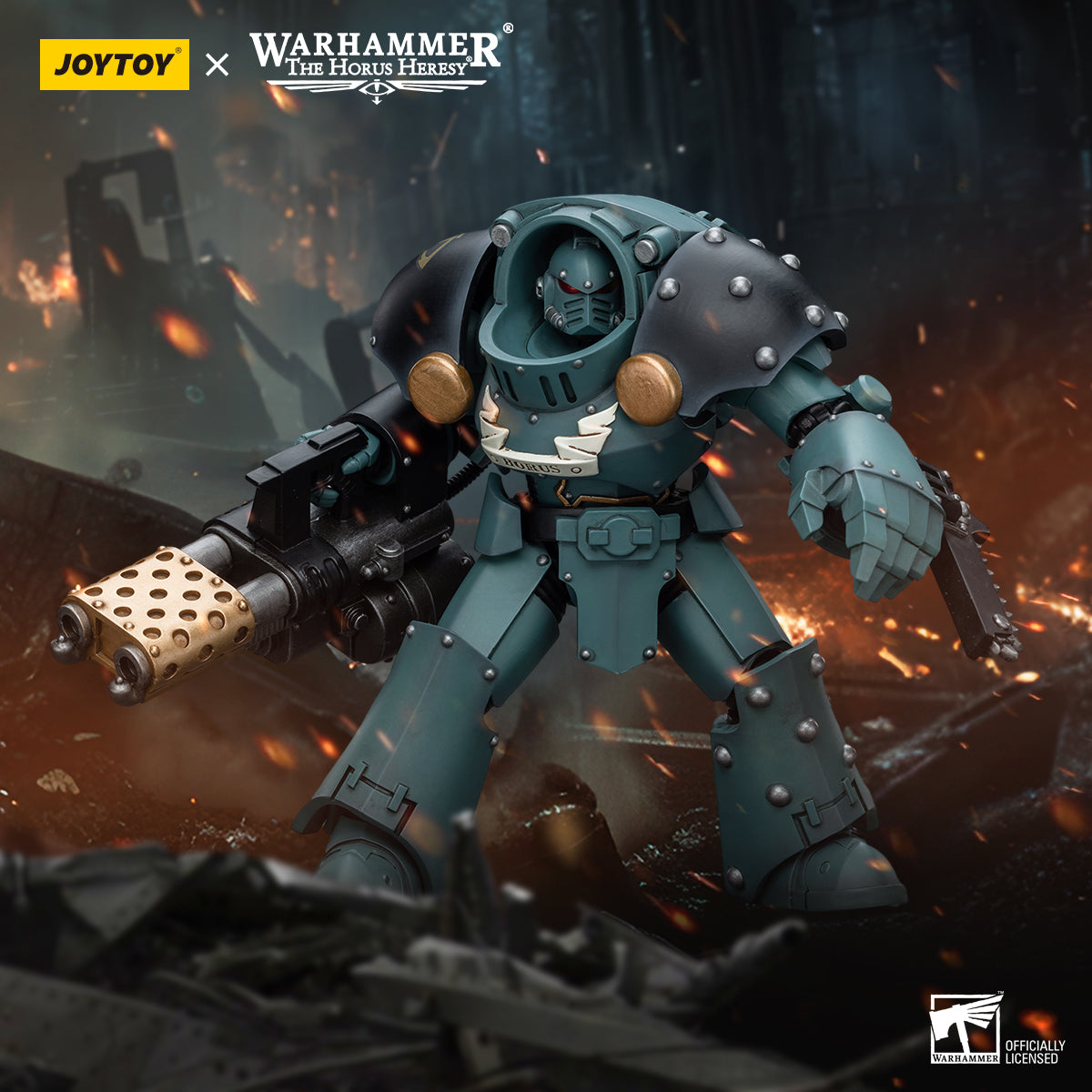 JOYTOY Warhammer The Horus Heresy - Sons of Horus Tartaros Terminator Squad Terminator with Heavy Flamer and Chainfist