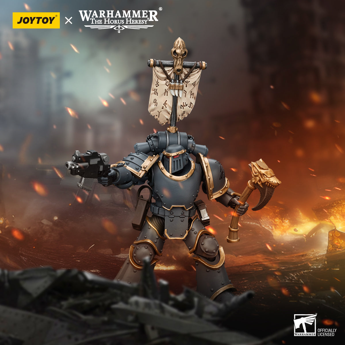 JOYTOY Warhammer The Horus Heresy - Space Wolves Grey Slayer Pack Grey Slayer With Legion Vexilla