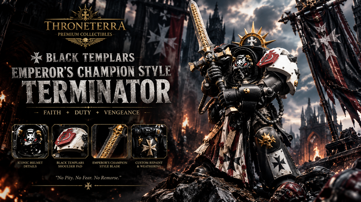 Custom 1:18  Black Templars Terminator Sword Brethren Repaint