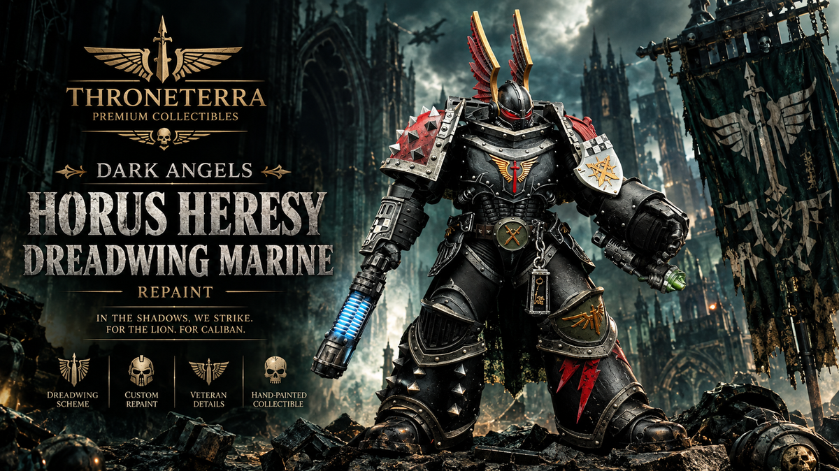 Custom 1/18 Dark Angels Horus Heresy Dreadwing Marine Repaint