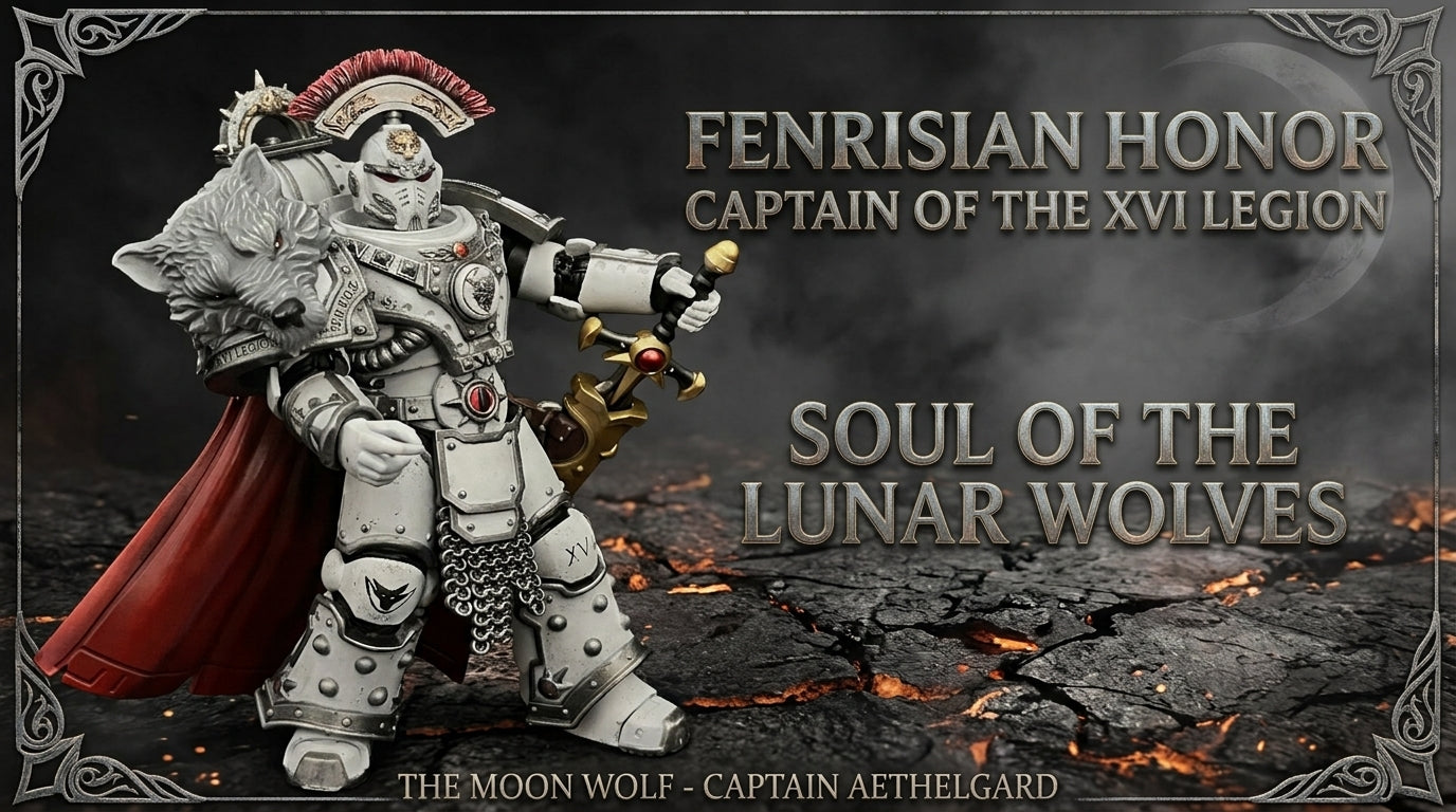 Custom painted XVI Legion Lunar Wolf Captain action figure front view