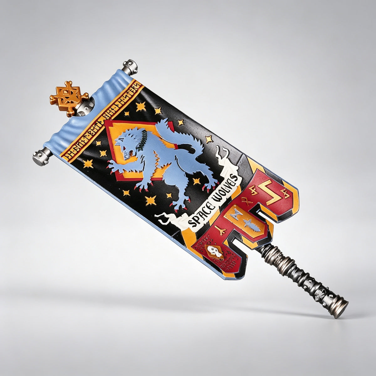 Custom Space Wolves Banner - Blue Wolf & Runes