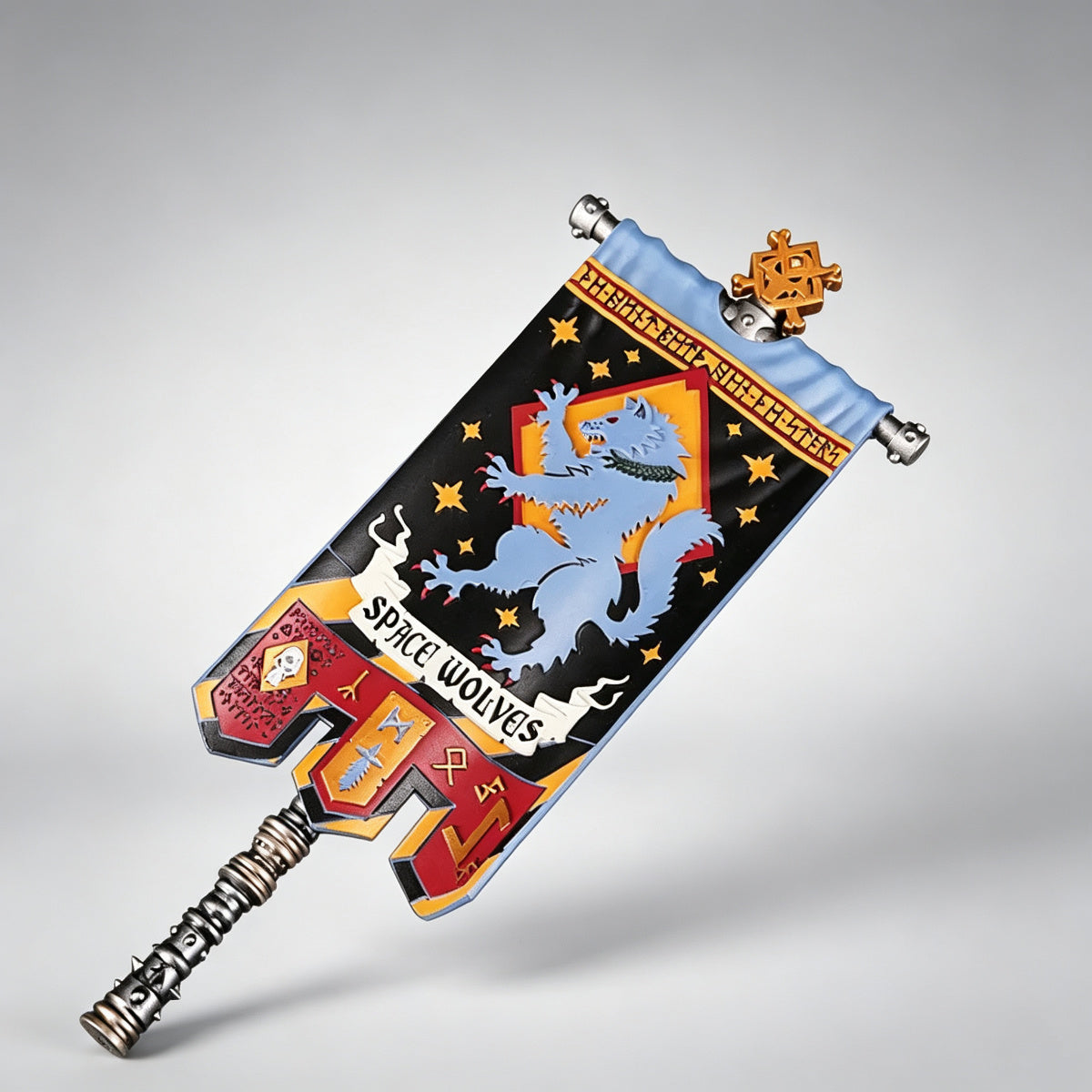 Custom Space Wolves Banner - Blue Wolf & Runes
