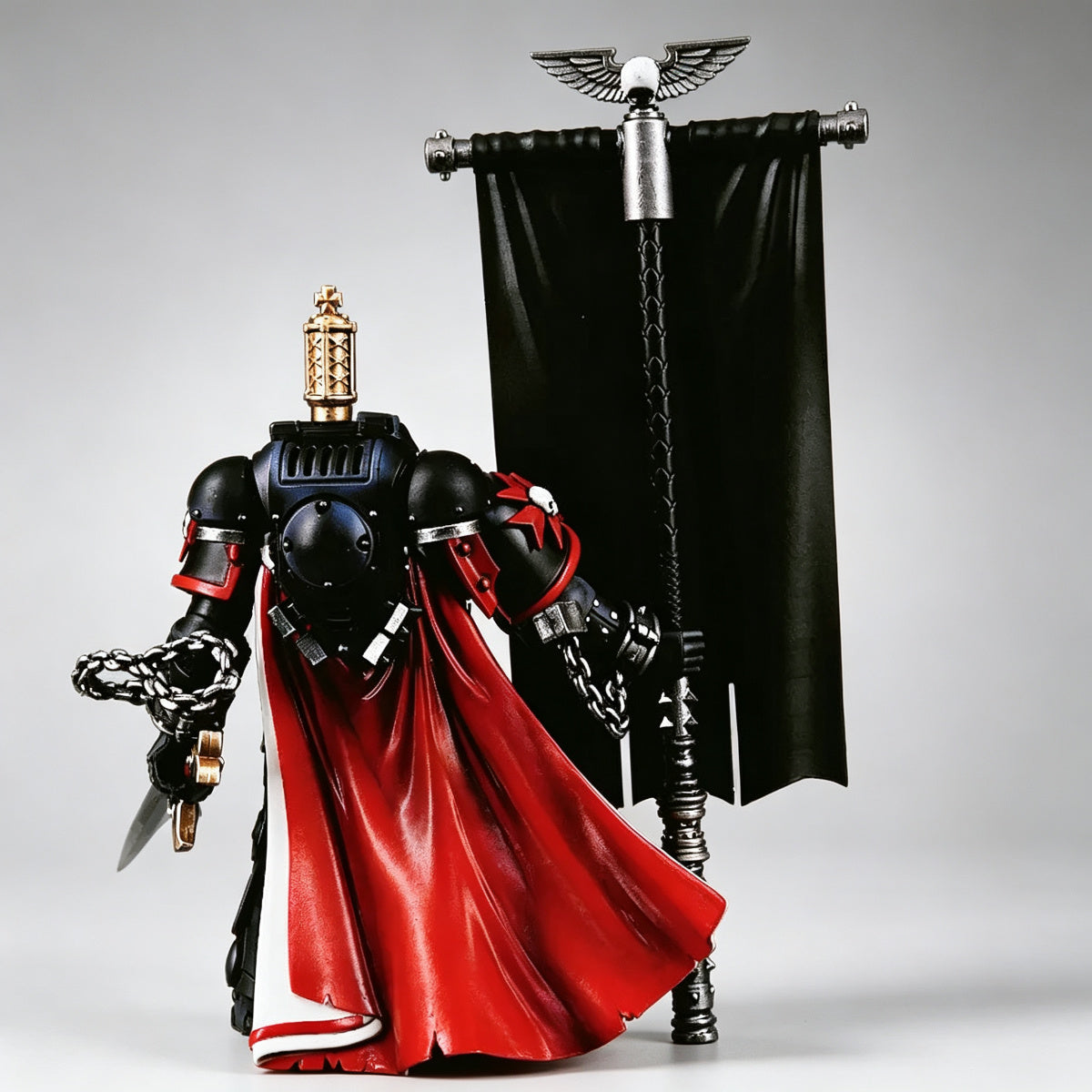 Custom Black Templars Banner - Cross Skull & Laurel Wreath