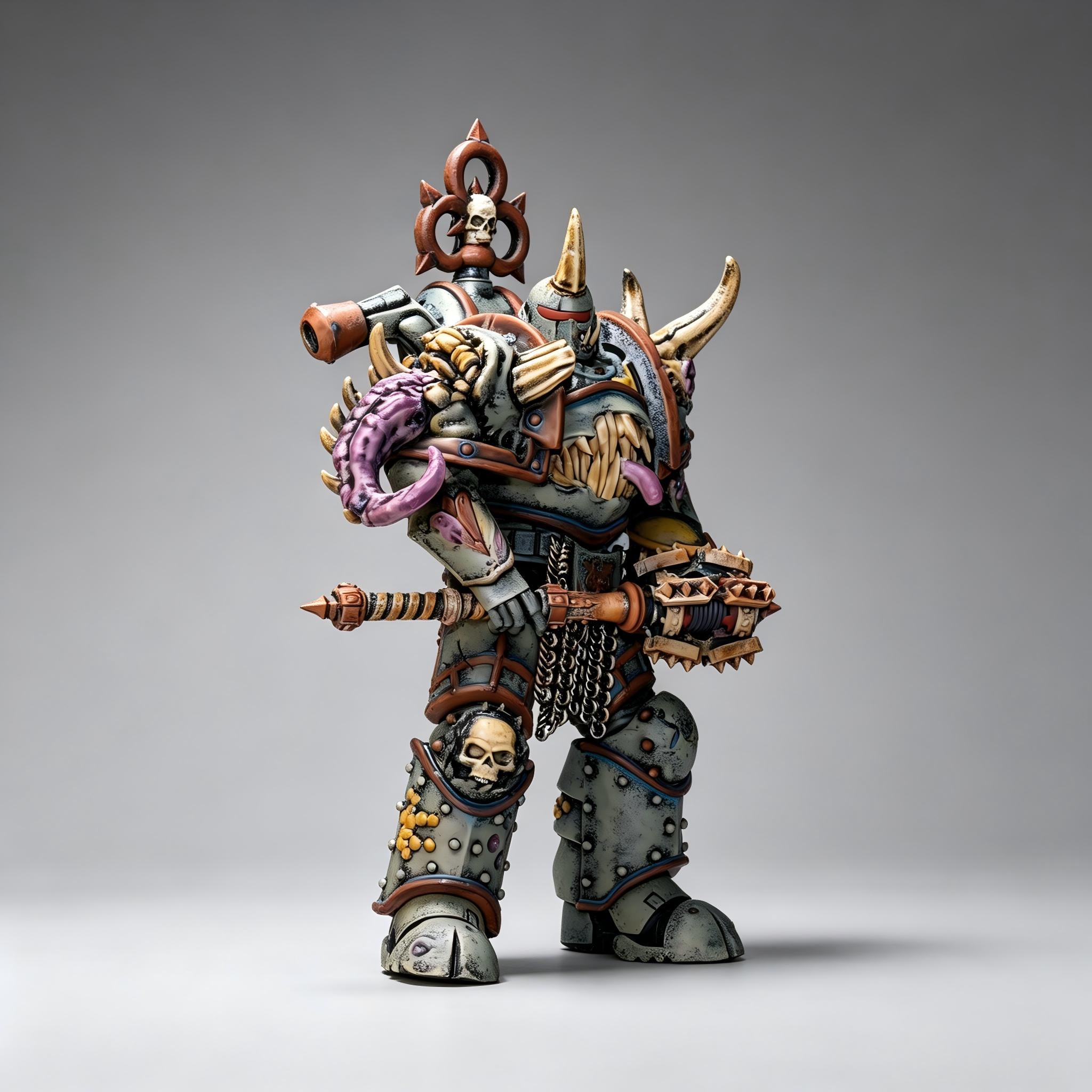 Death Guard Plague Marine Icon Bearer - 1/18 Custom (Blight Mace & Nurgle Icon)