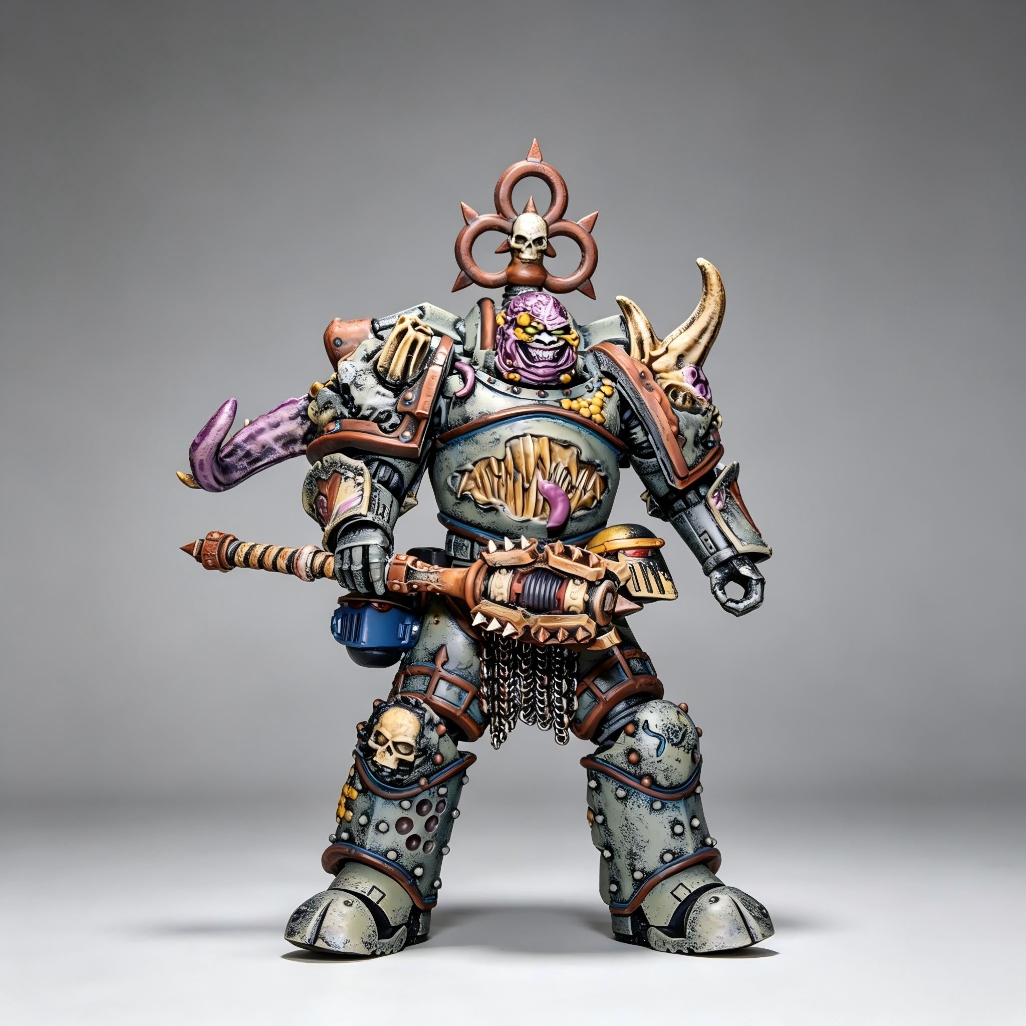 Death Guard Plague Marine Icon Bearer - 1/18 Custom (Blight Mace & Nurgle Icon)